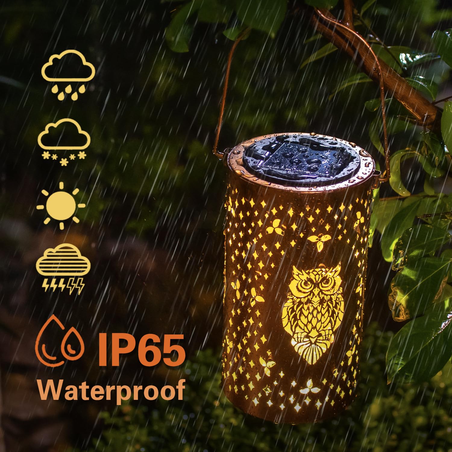 Owl Solar Lanterns Outdoor Waterproof Hanging Solar Lights Owl Gifts For Women Men Metal Decorative Led Owl Lanterns For Garden Decor,Yard,Patio,Lawn,Tabletop,Pathway,Landscape