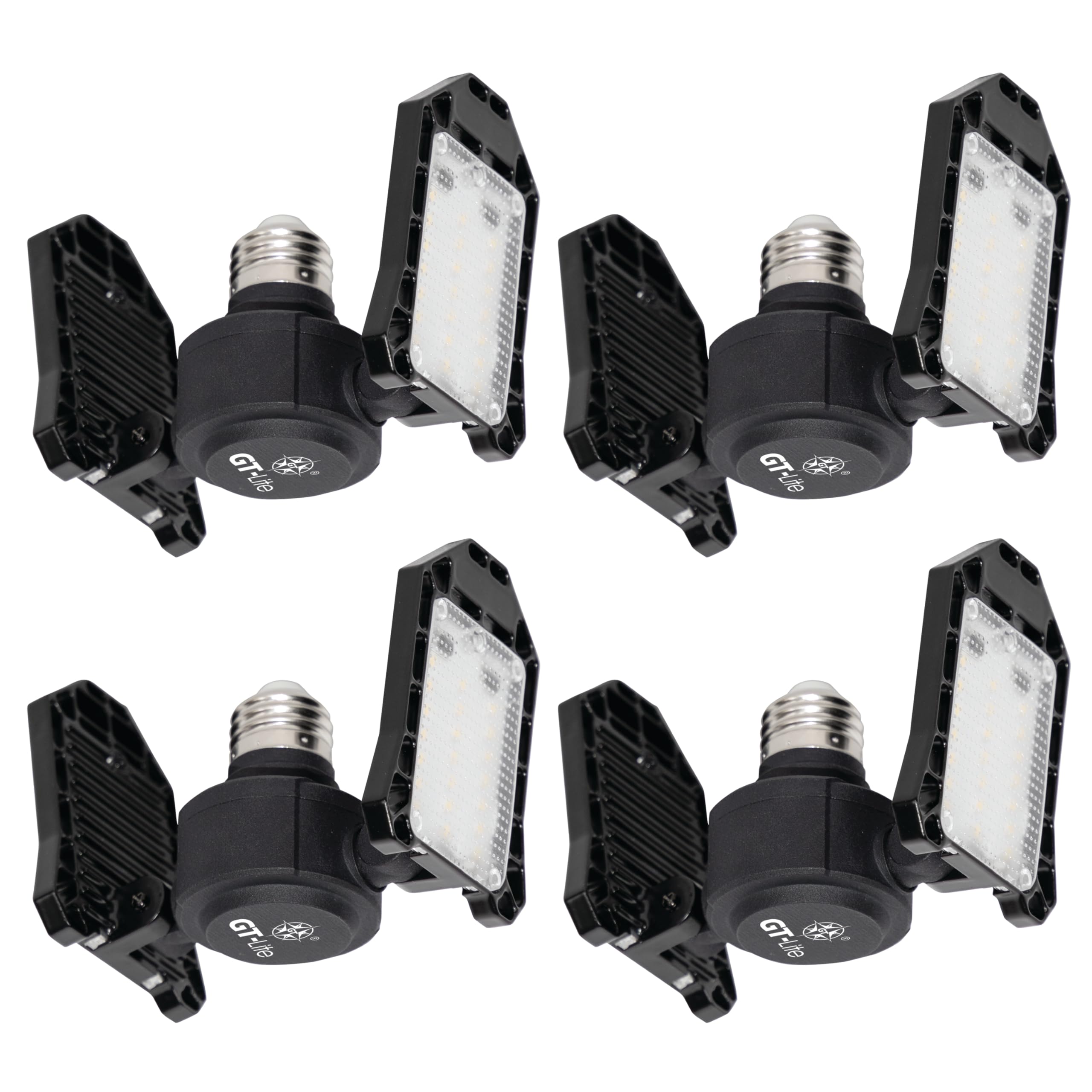 Gt-Lite 3000 Lumen Led Garage Light, 300Watt Equivalent, Adjustable 2 Panel Bulb, 150Watt Equivalent, 5000K Daylight, E26, 4 Pac
