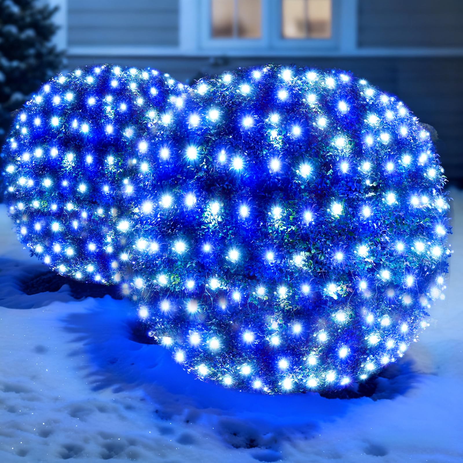 Led Christmas Net Lights Outdoor Christmas Bushes Lights 120Led 6ftx5ft  Connectable Outdoor Indoor Mesh Net Lighting for Xmas Holiday  Garden  Lawn  Shrubs  Trees  Bushes Decorations(White and Blue)