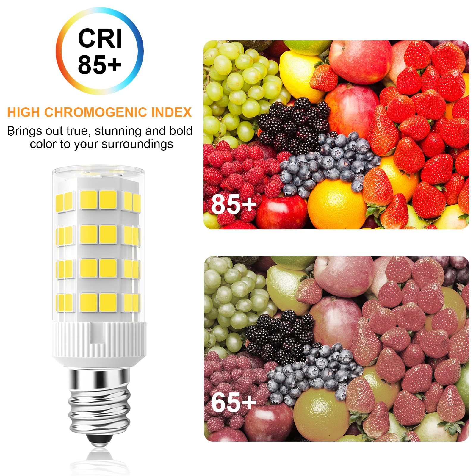 Lacnooe E12 Led Light Bulbs 5W Equivalent To E12 Candelabra Bulb 40 Watt Clear Type B Warm White 2700K T6 120V Small Bright C7 L