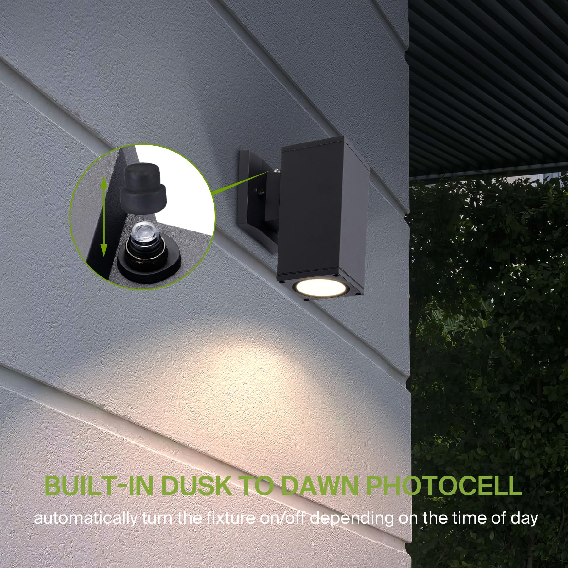 ASD 1-Way Square Wall Light Fixture, Photocell, Waterproof, Black, 2 Pack, ETL Listed, Compatible with LED/CFL/Incandescent Bulbs