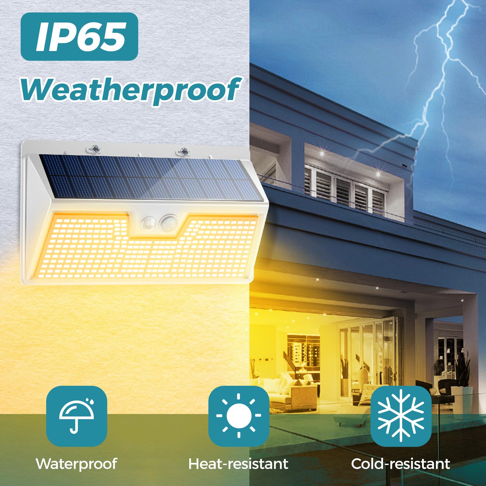 kolpop LED Solar Outdoor Lights, IP65 Waterproof, Motion Sensor, 2 Pack, 7 Inch, White-Warm Light