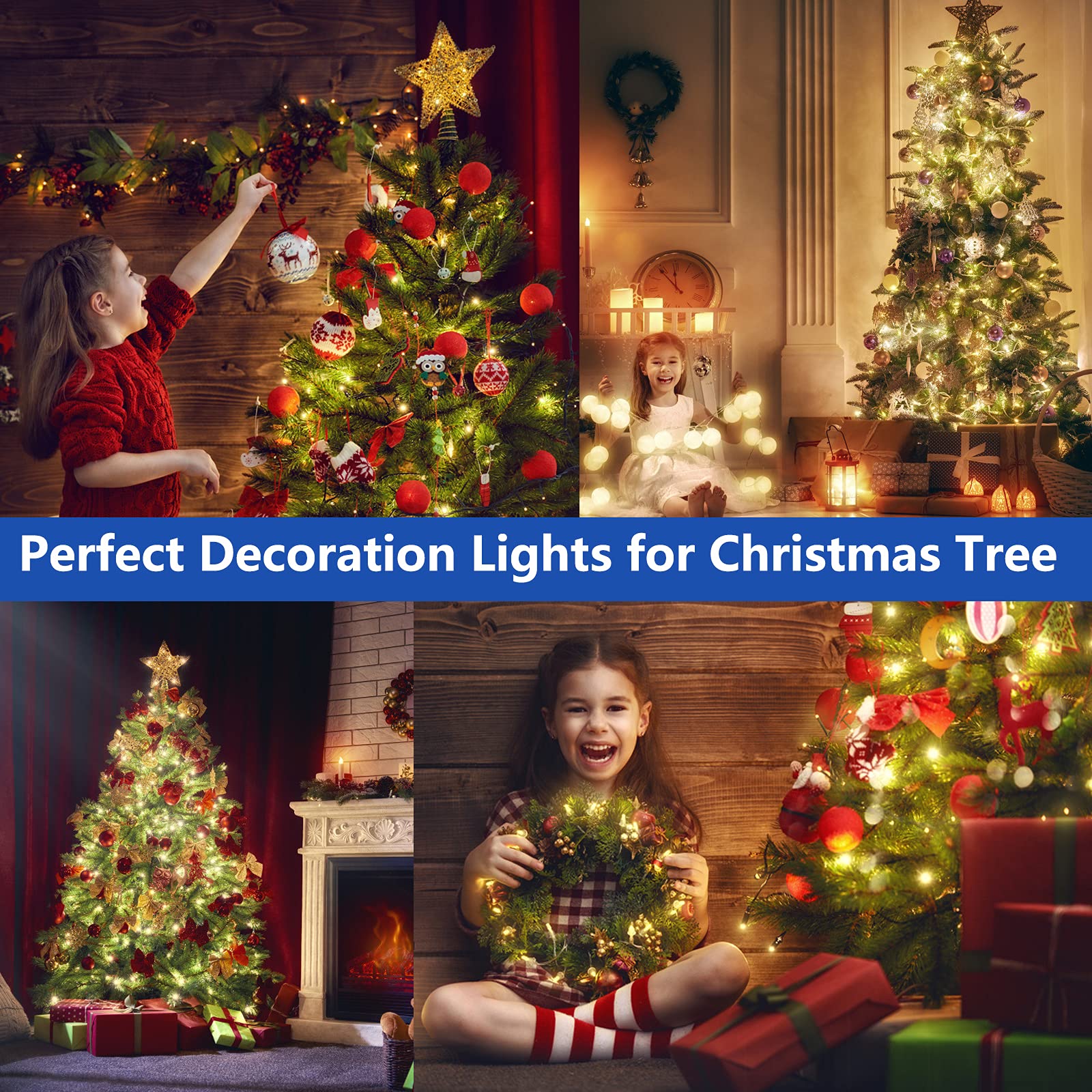 Decute 300LED Christmas String Lights, Waterproof, 105FT, Warm White, UL Certified, 8 Modes, Model JT-EL/FC290V0200