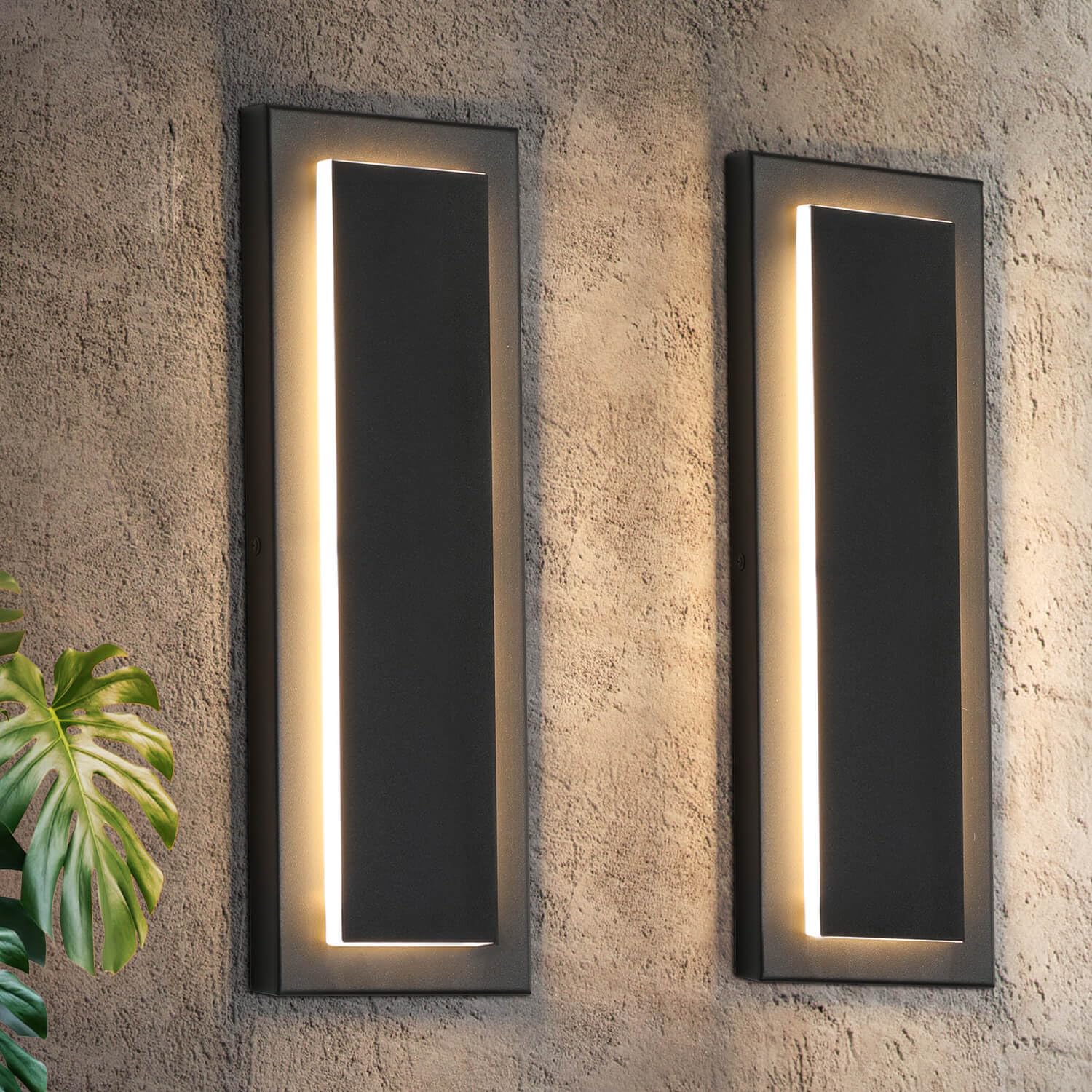 Tewei Modern Led Outdoor Wall Lights 2 Pack - Black Sconce 3000K Warm White For Entrance, Hallway