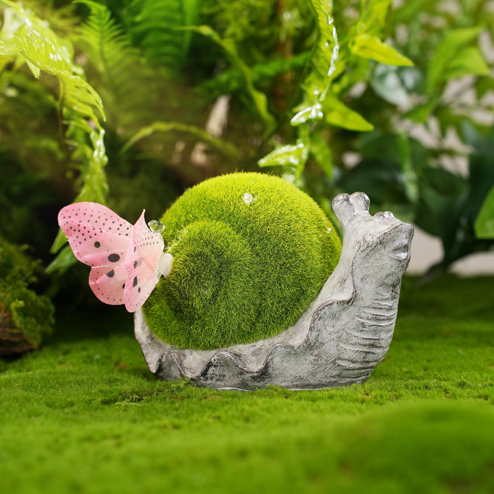 Vasesun Solar Snail Garden Statue Lights for Outdoor Decor Flocking with LED Figurine Lighting Resin Slug Flocked Decorations fo
