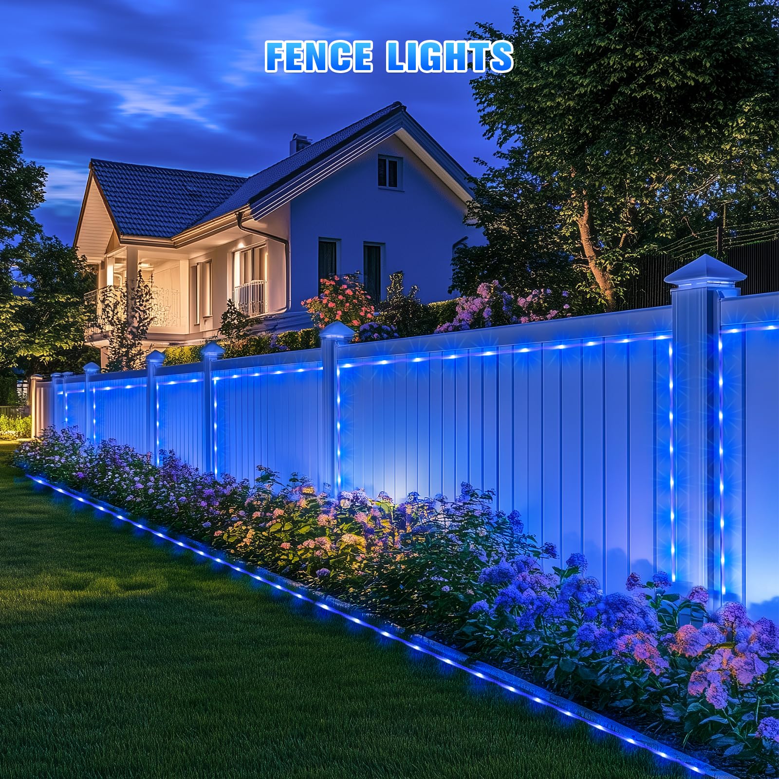 JMEXSUSS Solar Rope Lights 200LED, 66ft Waterproof Blue String Lights, 8 Modes for Outdoor Use