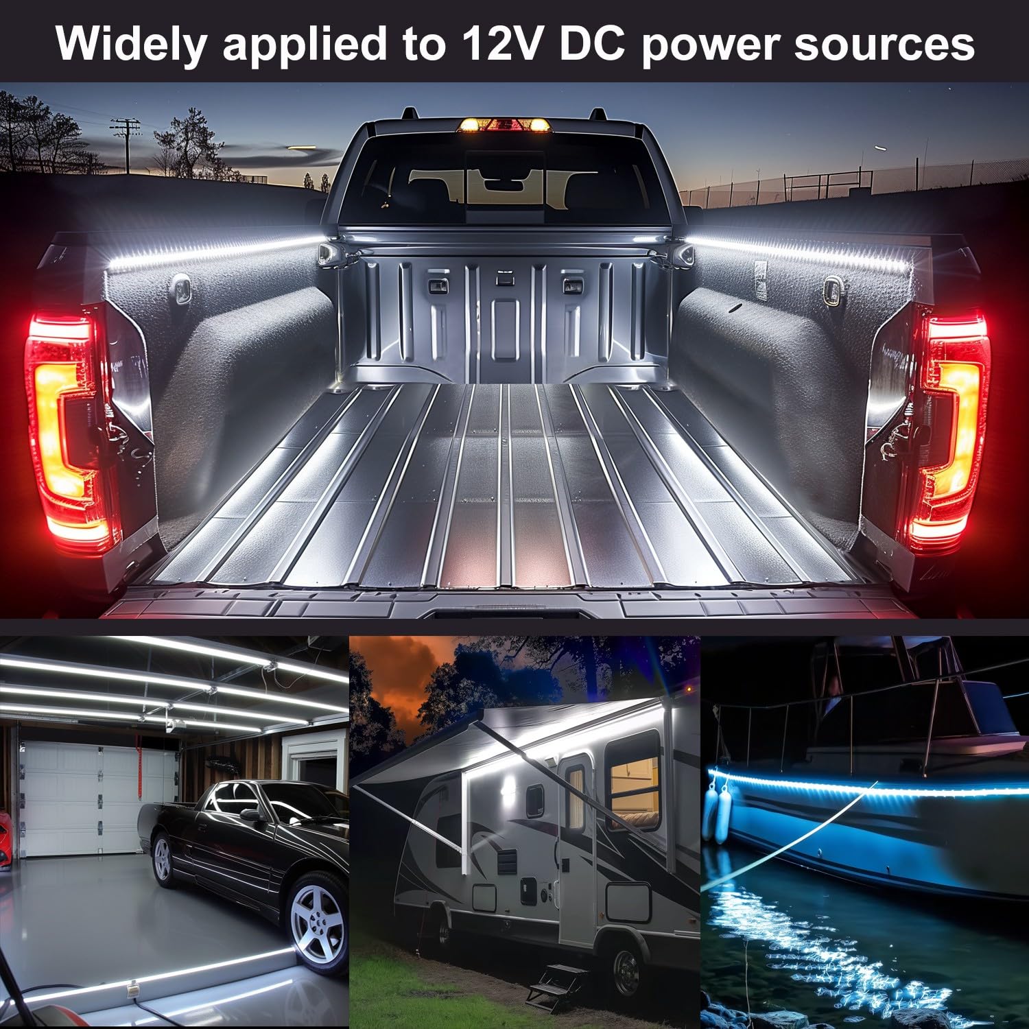 AUTUNEER LED Truck Bed Lights, 60 Inch Waterproof Bar, 2PCS White 5050 Light Strip, Model YHH-SMD5050-60*2PCS