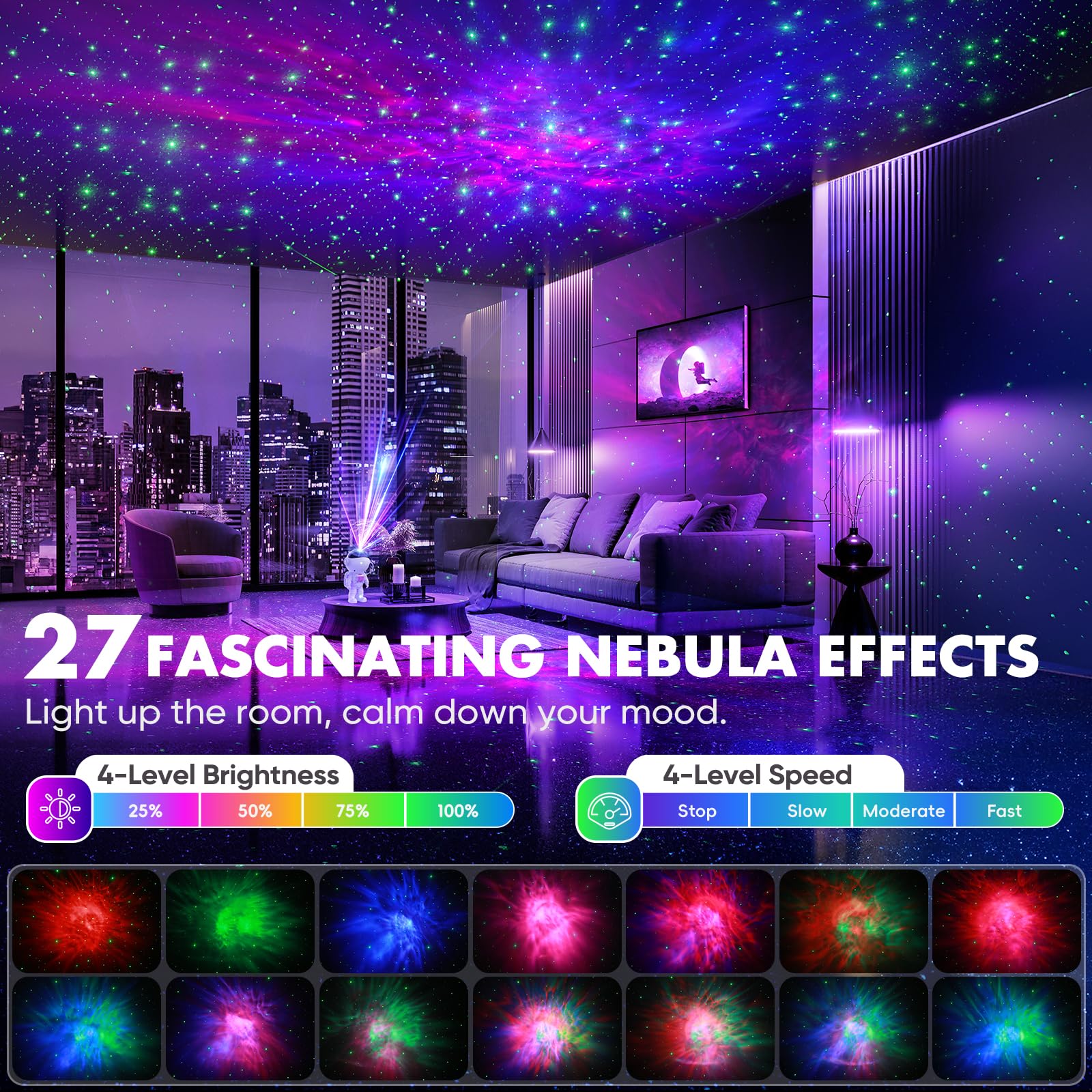 ThanBao Astronaut Galaxy Projector - LED Nebula Night Light with Timer & Remote, Pink, Model HJ-09