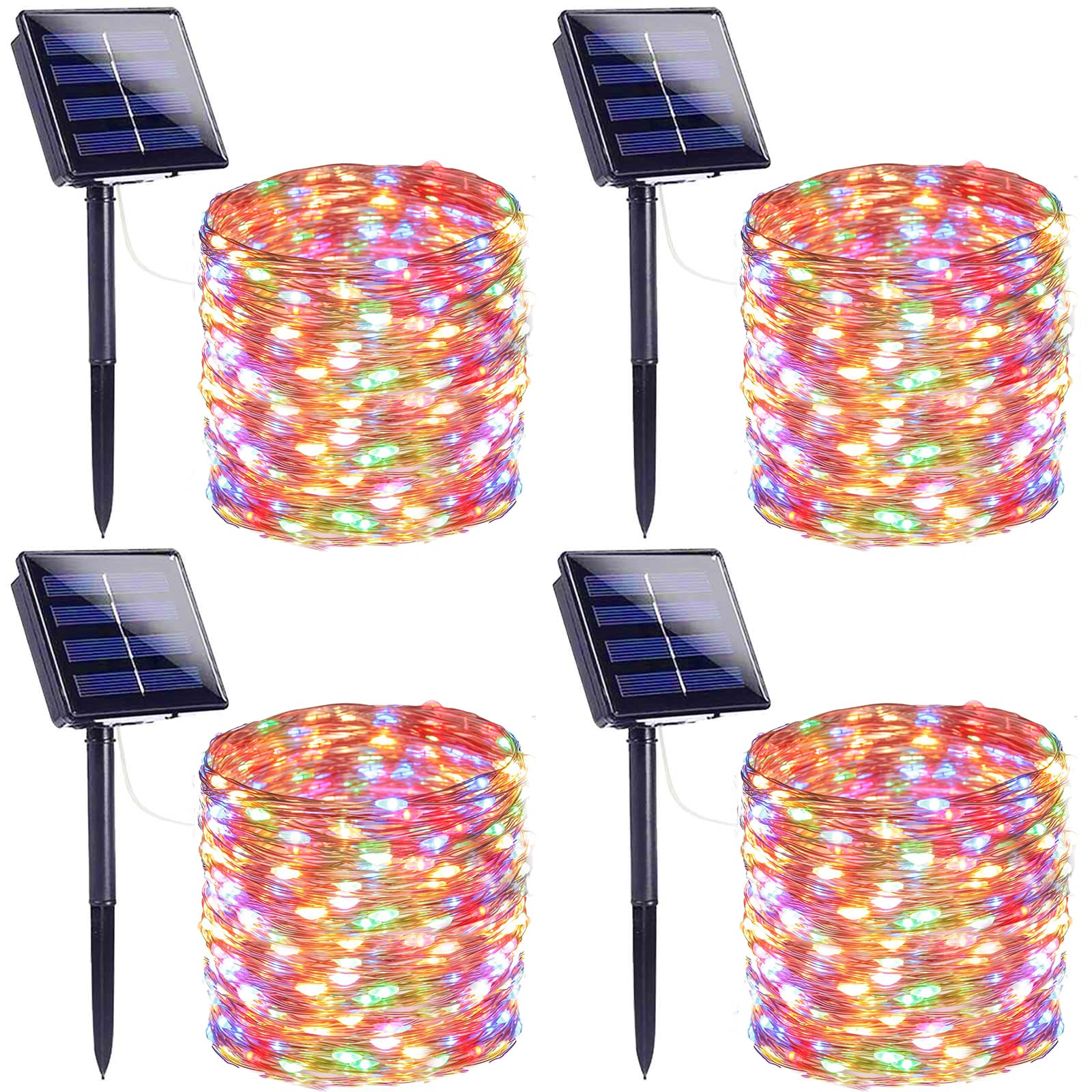 Extra-Long Solar String Lights Outdoor, 4-Pack 400 LED Solar Christmas Lights, Waterproof Copper Wire 8 Modes Twinkle Fairy Lights for Xmas Tree Garden Party Wedding Christmas Decor (Multicolor)