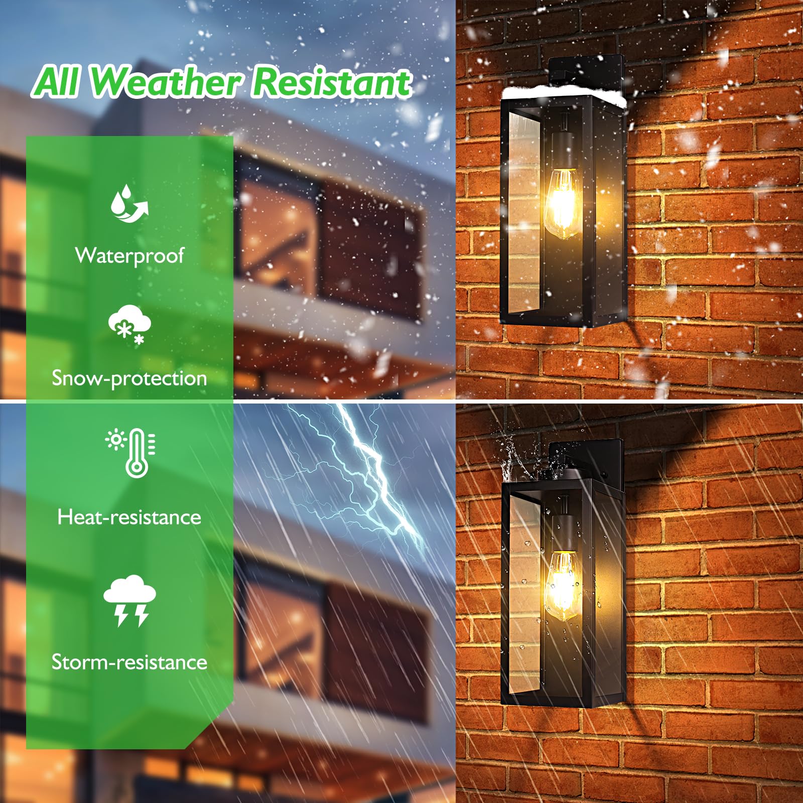 BesLowe 15.25" Outdoor Wall Light Fixture, Waterproof Black Porch Sconce, Model B05074P, Wall Mounted Lantern for Entryway