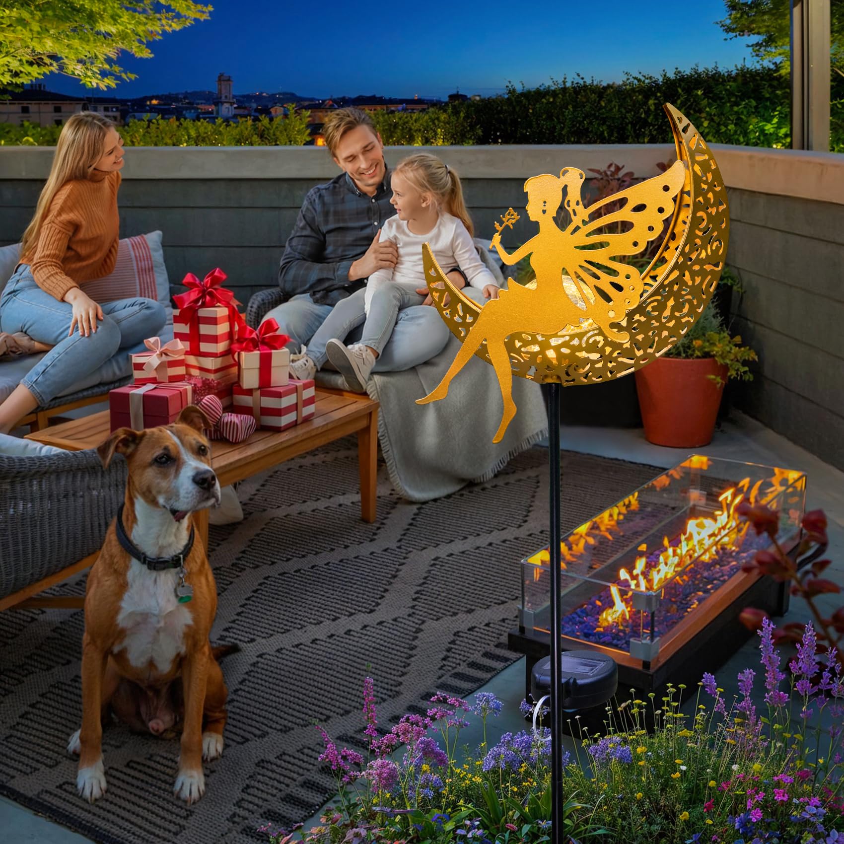 Fairy Moon Solar Lights Outdoor Garden Gifts For Women Yard Decorations Stakes Lights, Waterproof Led Outside Backard Decor, Law