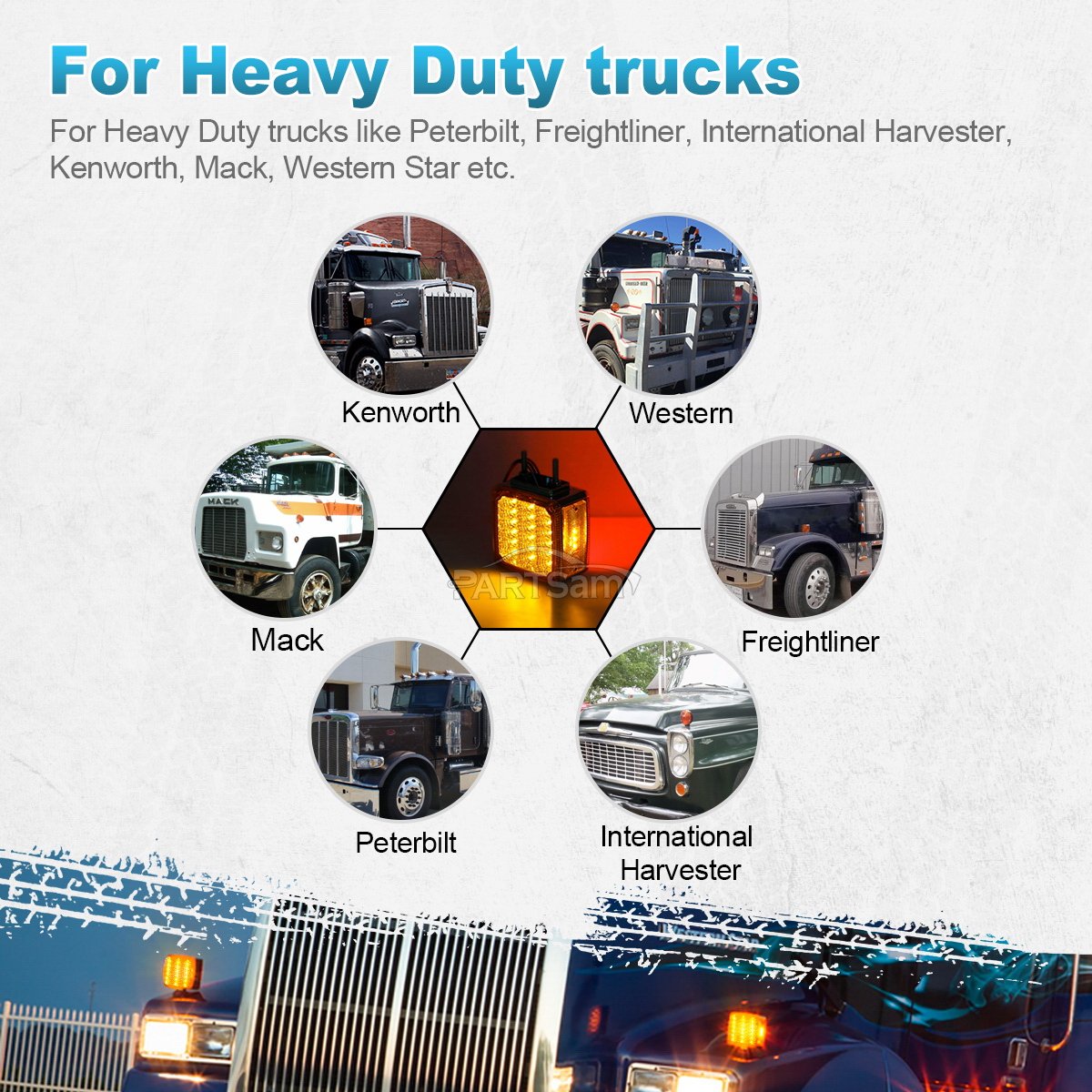 Partsam 2x Truck Trailer Square Double Face Pedestal Stop Turn Tail Light Amber/Red 39 LED for Trucks