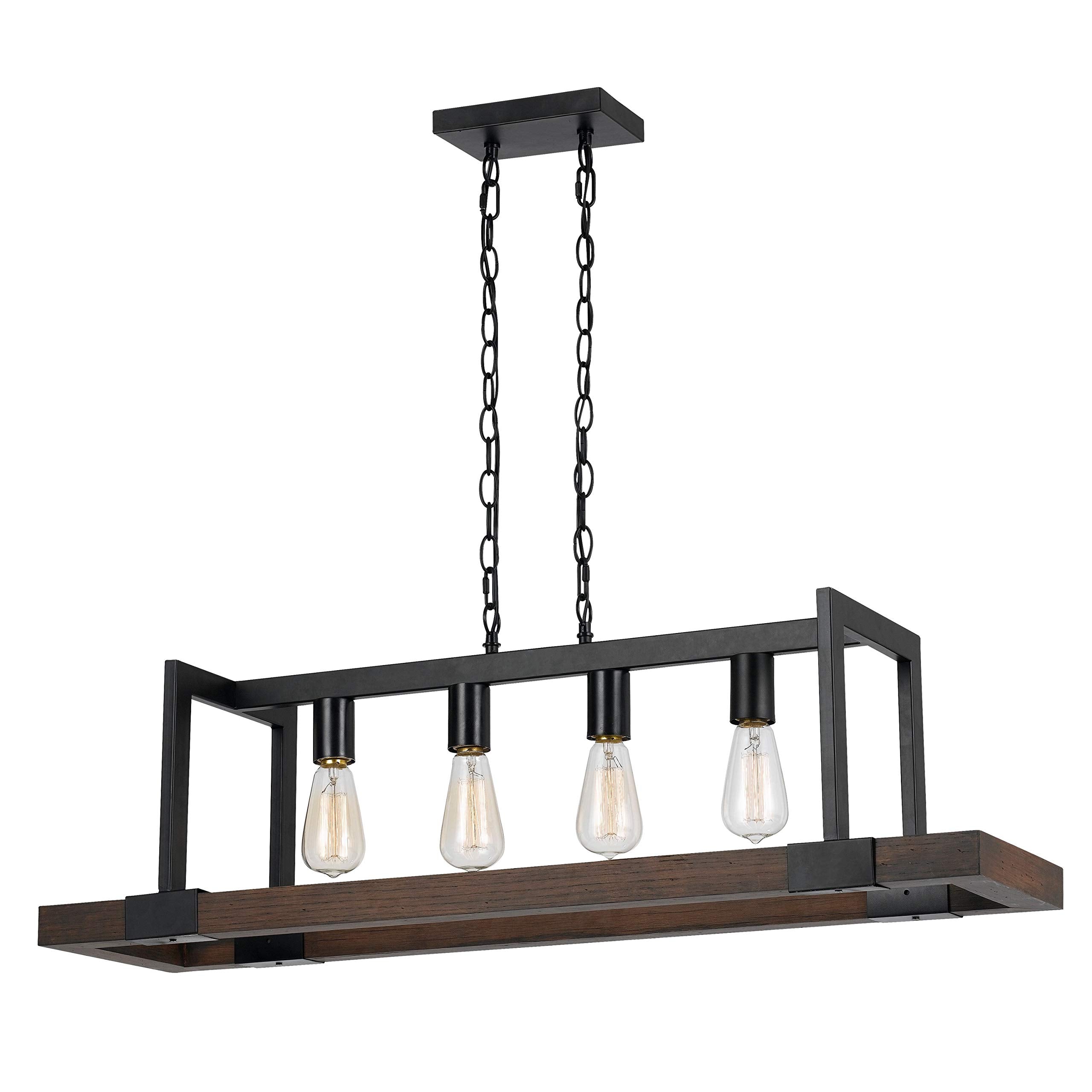 Benjara 60 X 4 Watt Wood And Metal Chandelier With 6 Foot Chain, Brown And Black