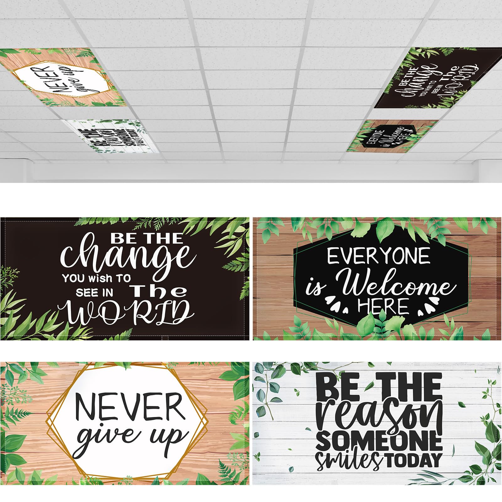 ROCEEI Pack of 4 Fluorescent Light Covers, 4 x 2 ft, Magnetic Classroom Light Filters, Drop Fluorescent Shade Panels for Office,