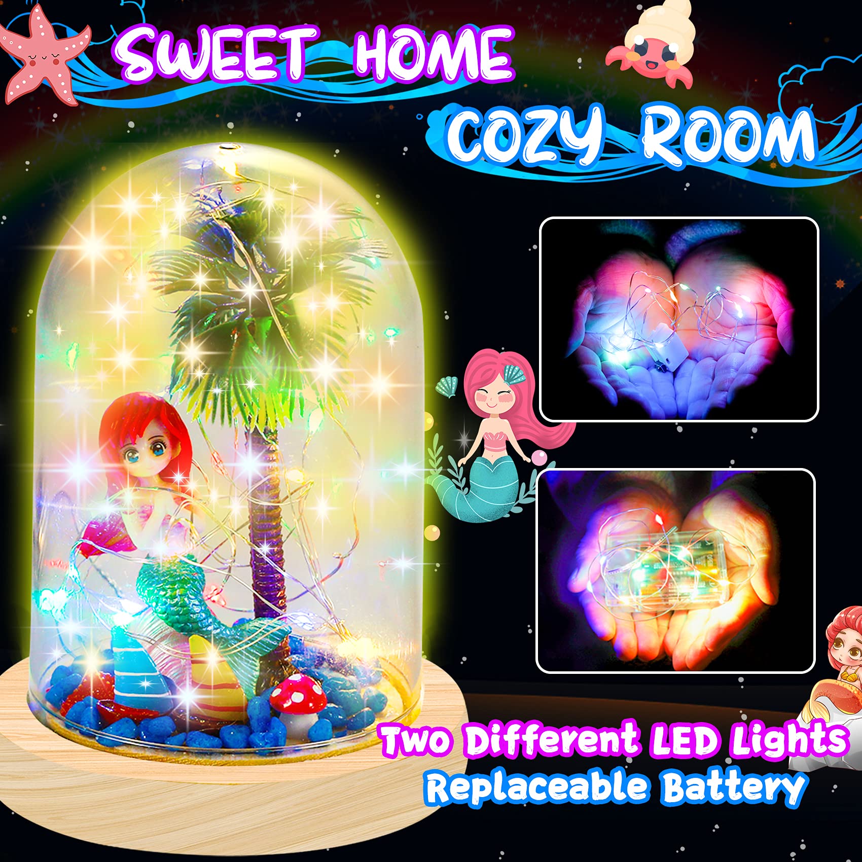 YOFUN Make Your Own Mermaid Night Light - Mermaid Gifts for Girls, Arts and Crafts Nightlight Toys Project Novelty for Girl Age