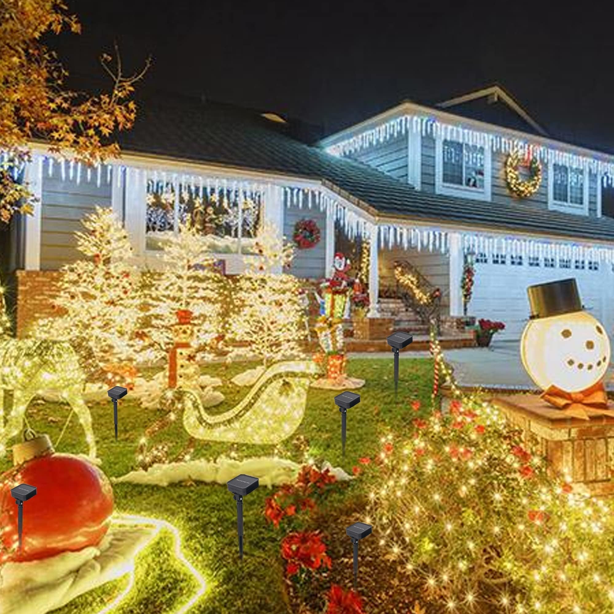 Dazzle Bright 4 Pack Solar String Lights Outdoor, Total 160Ft 480Led Solar Powered Waterproof Fairy Lights 8 Modes, Silver Wire