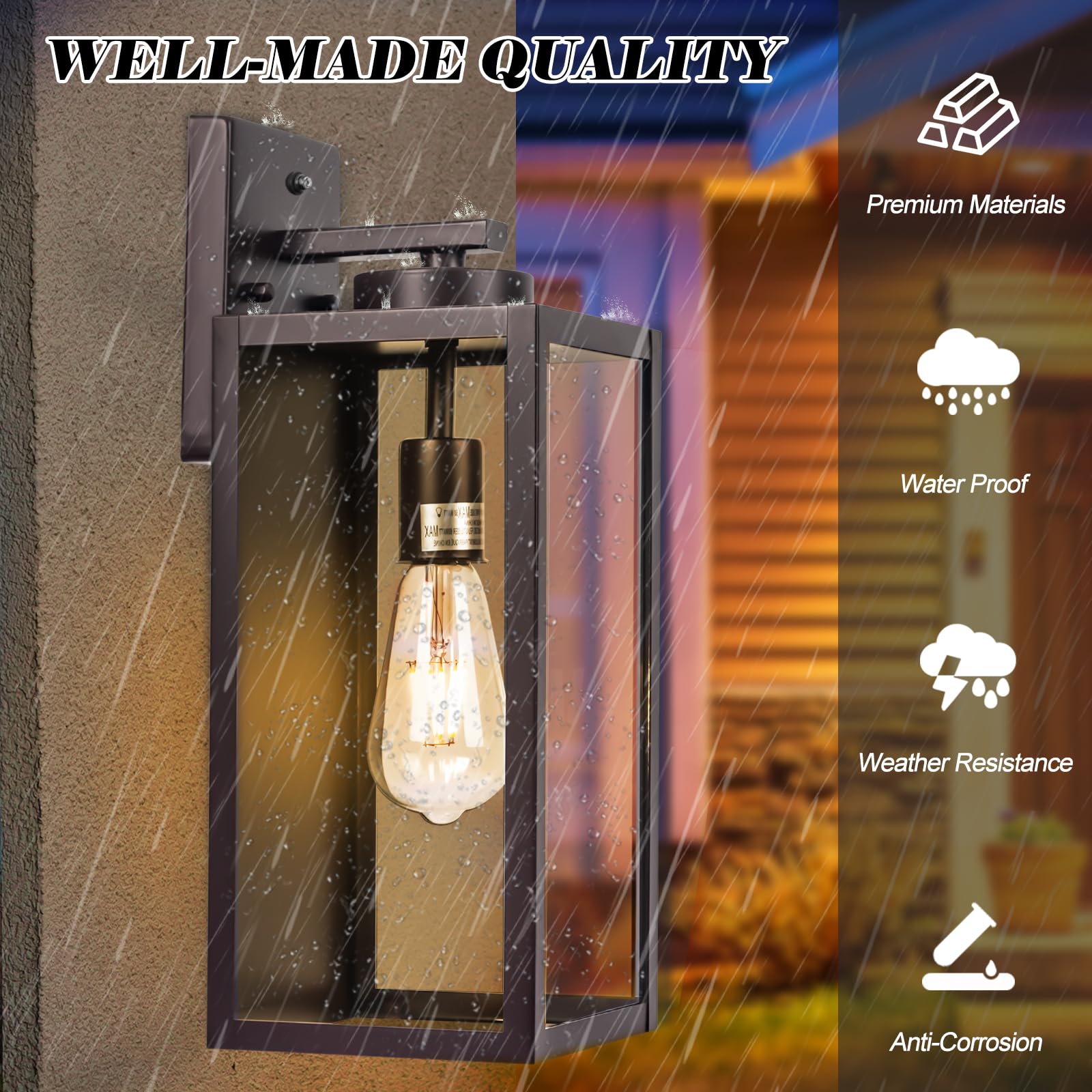 Oil-Rubbed Bronze Dusk To Dawn Outdoor Wall Light, Large 16'' Exterior Wall Lantern Waterproof, Brown Farmhouse Porch Sconce, Mo