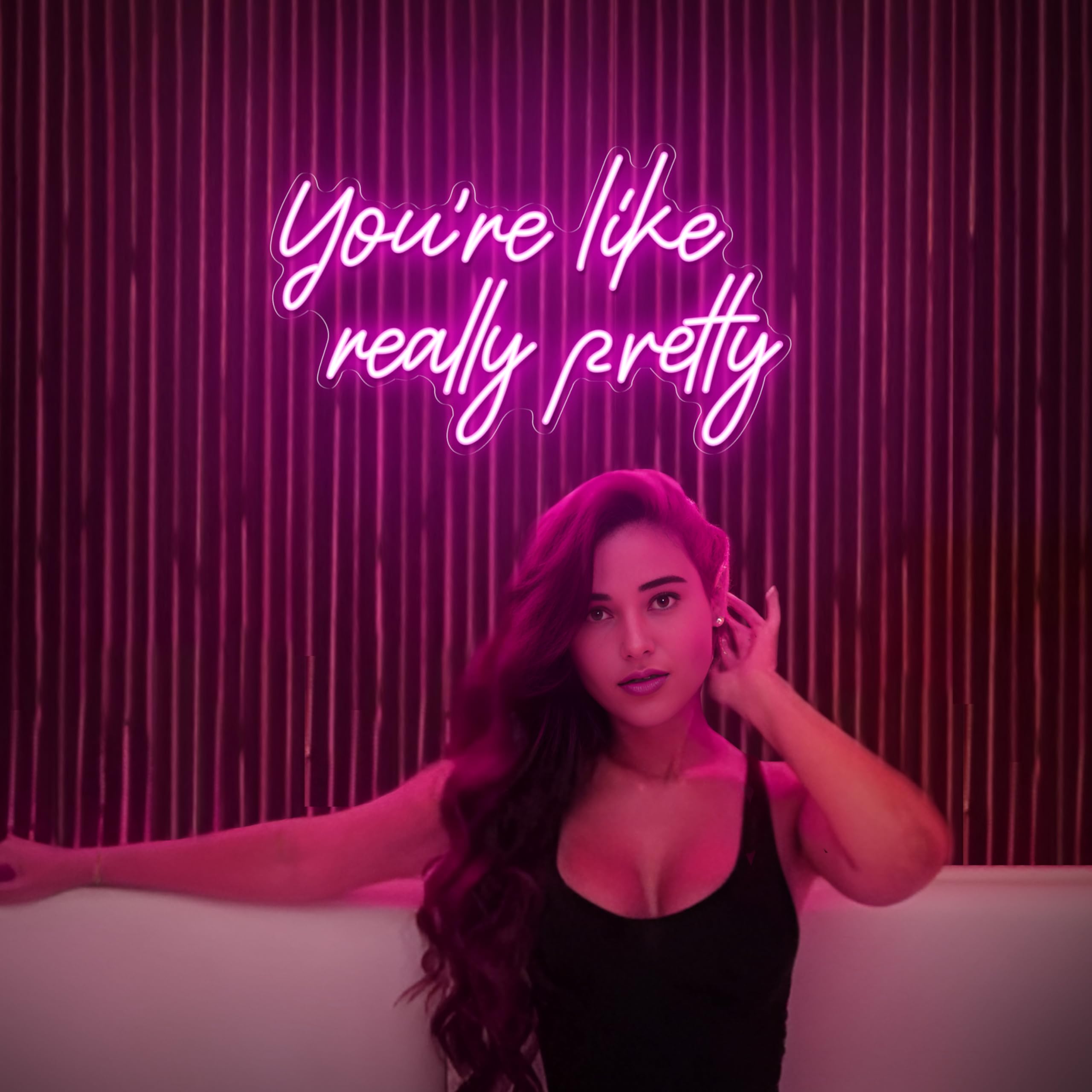 Kavaas Neon Sign - You're Like Really Pretty Wall Decor, Pink, 16.5" x 9.7", Ideal for Girls Bedroom, Party & Salon Decor