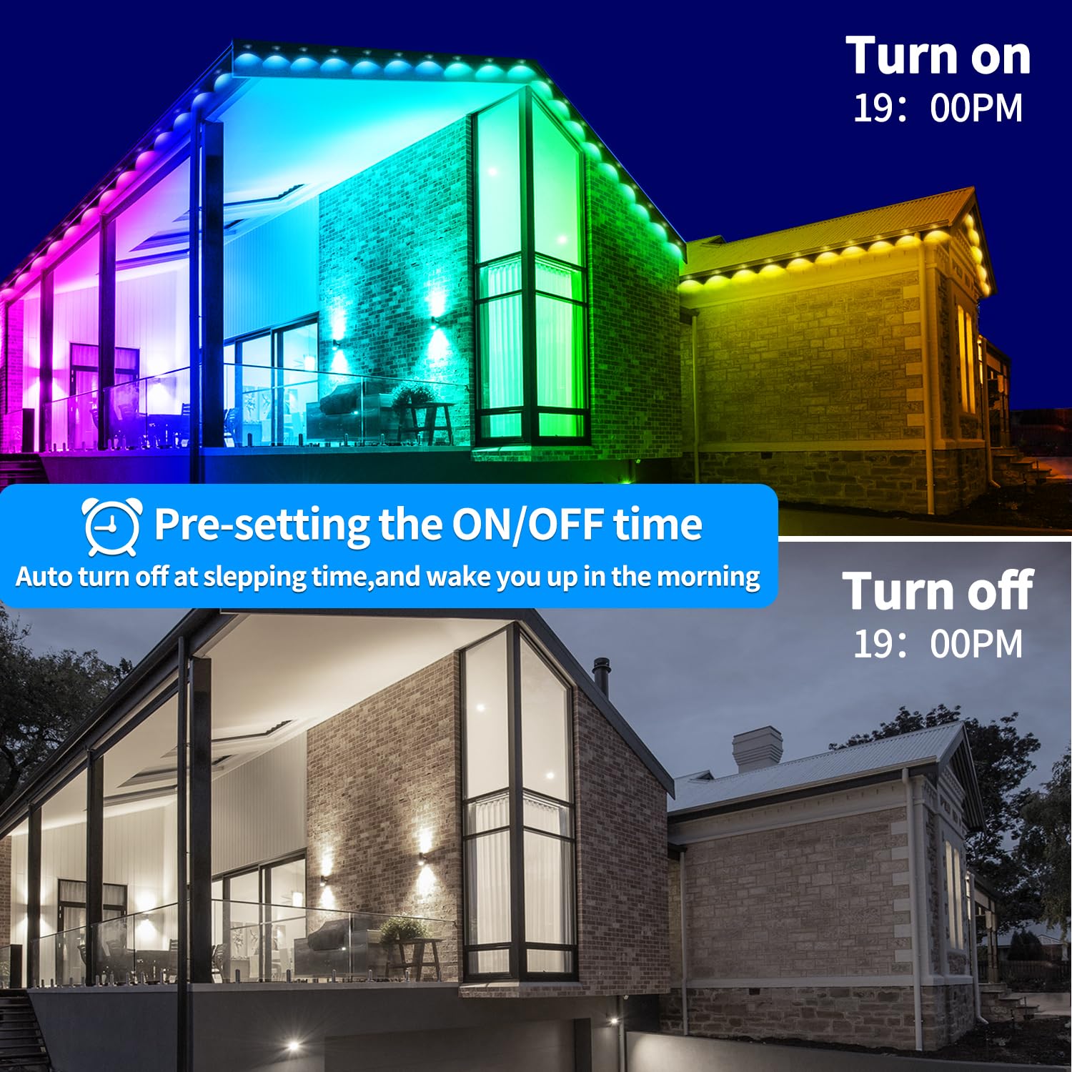 Yocrostar 200Ft Permanent Outdoor Lights,Rgb Eaves Lights With App Control Remote,Diy Ip67 Waterproof Under Eave Lighting,Outsid