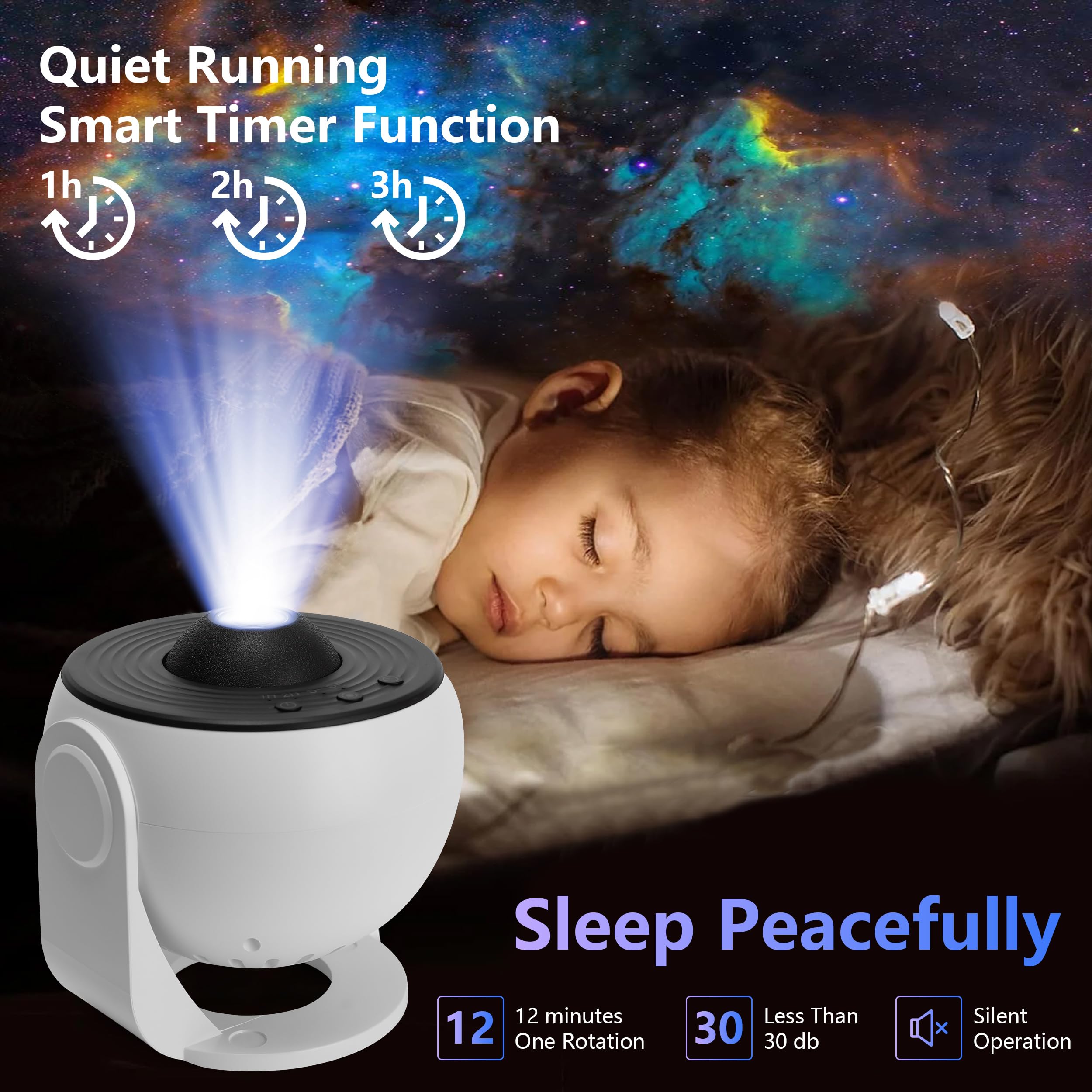 Tne 12-In-1 Planetarium Galaxy Projector For Bedroom With Fairy Lights-4K Hd Star Projector With 360 Rotation, Adjustable Timer