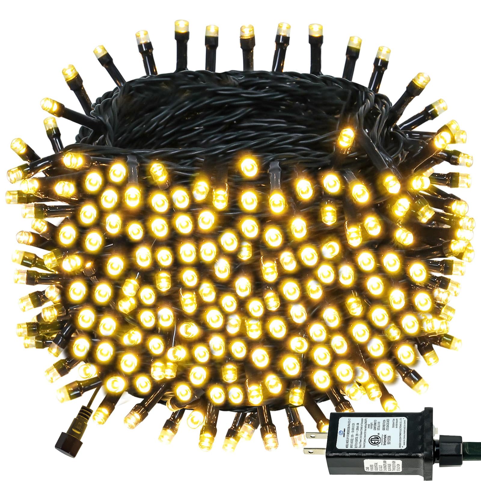 Connectable 300Led 99Ft 13Modes String Lights Indoor Outdoor | Extendable Green Wire Warm White Christmas Tree Lights With Timer