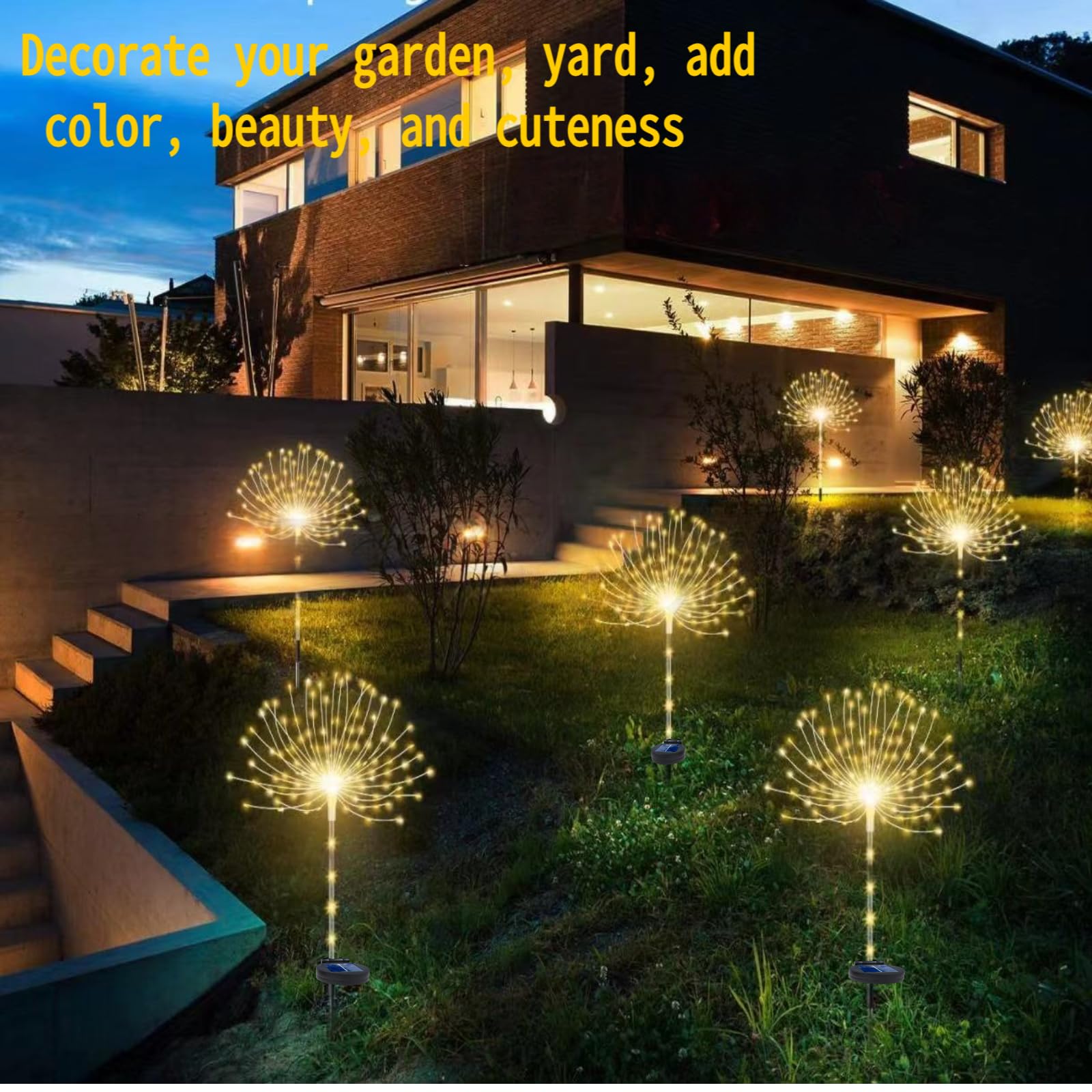 Garden Decor Solar Lights Outdoor 155Led 8 Lighting Modes Pole Light Waterproof Warm White Solar Garden Lights For Christmas  Halloween Decoration Yard  Patio  Porch Flower Pot Pathway (2Pack)