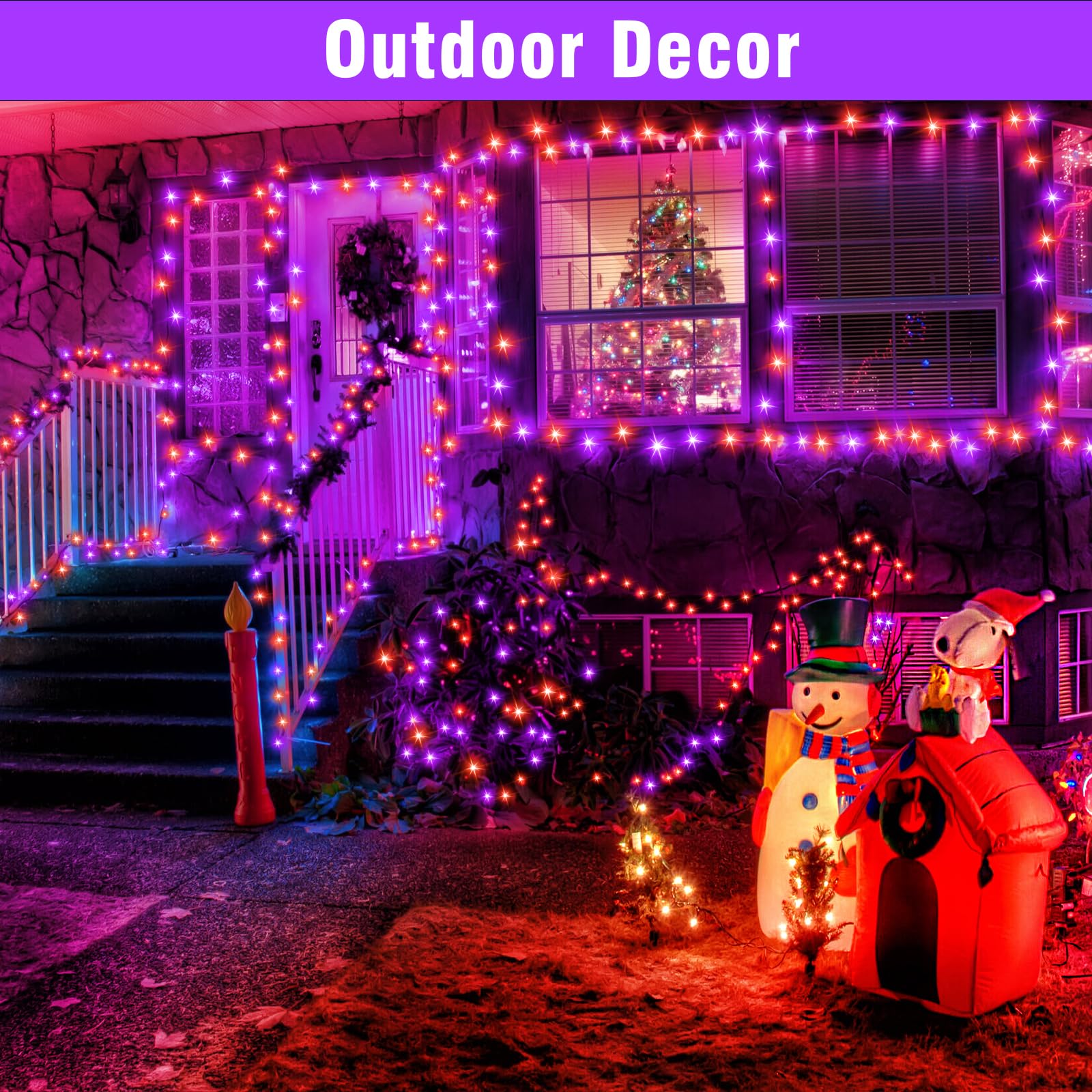 Nisocy 200 Led String Lights Outdoor Waterproof - Purple Orange Fairy Lights With Plug  Connectable Christmas Tree Lights For Patio  Garden  Bedroom  Wedding  Party  Decor (66Ft)