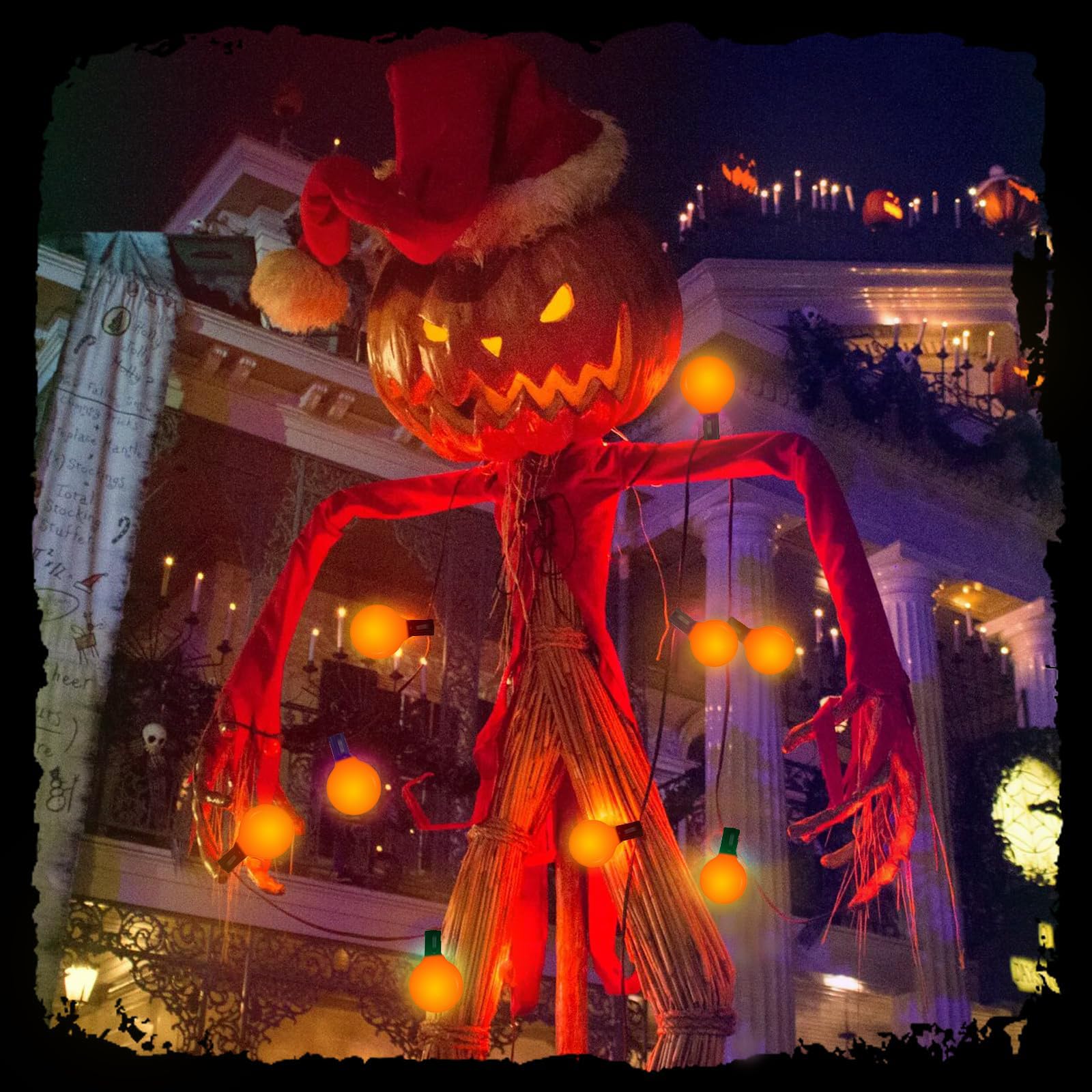 Jasneniebo 25 Pack G40 Orange Halloween Replacement Light Bulb, G40 Orange Christmas Lights Bulbs For Halloween Outdoor Patio St