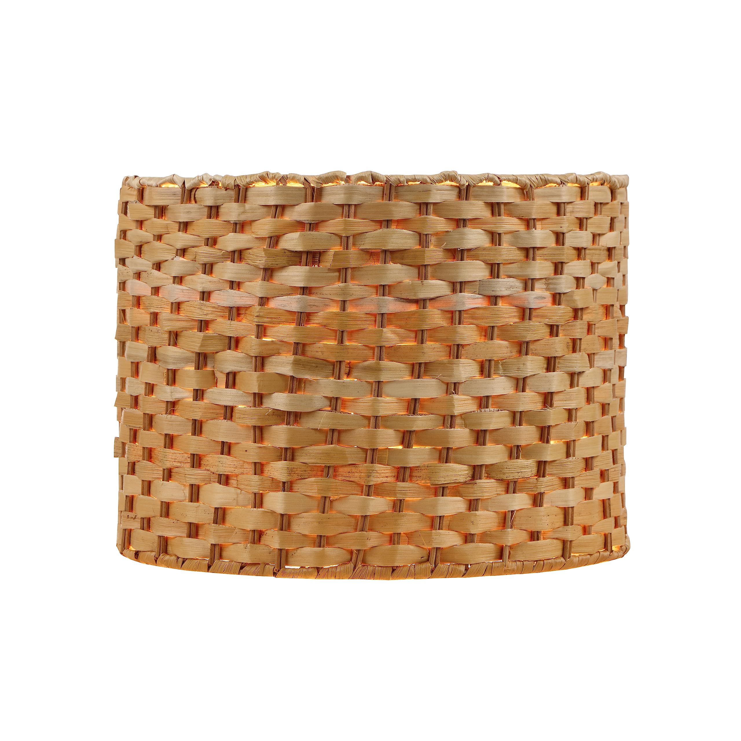 Aspen Creative 31602, Drum Spider Lamp Shade, Natural Banana Leaf, 12&quot; Top X 12&quot; Bottom X 9&quot; Slant Height
