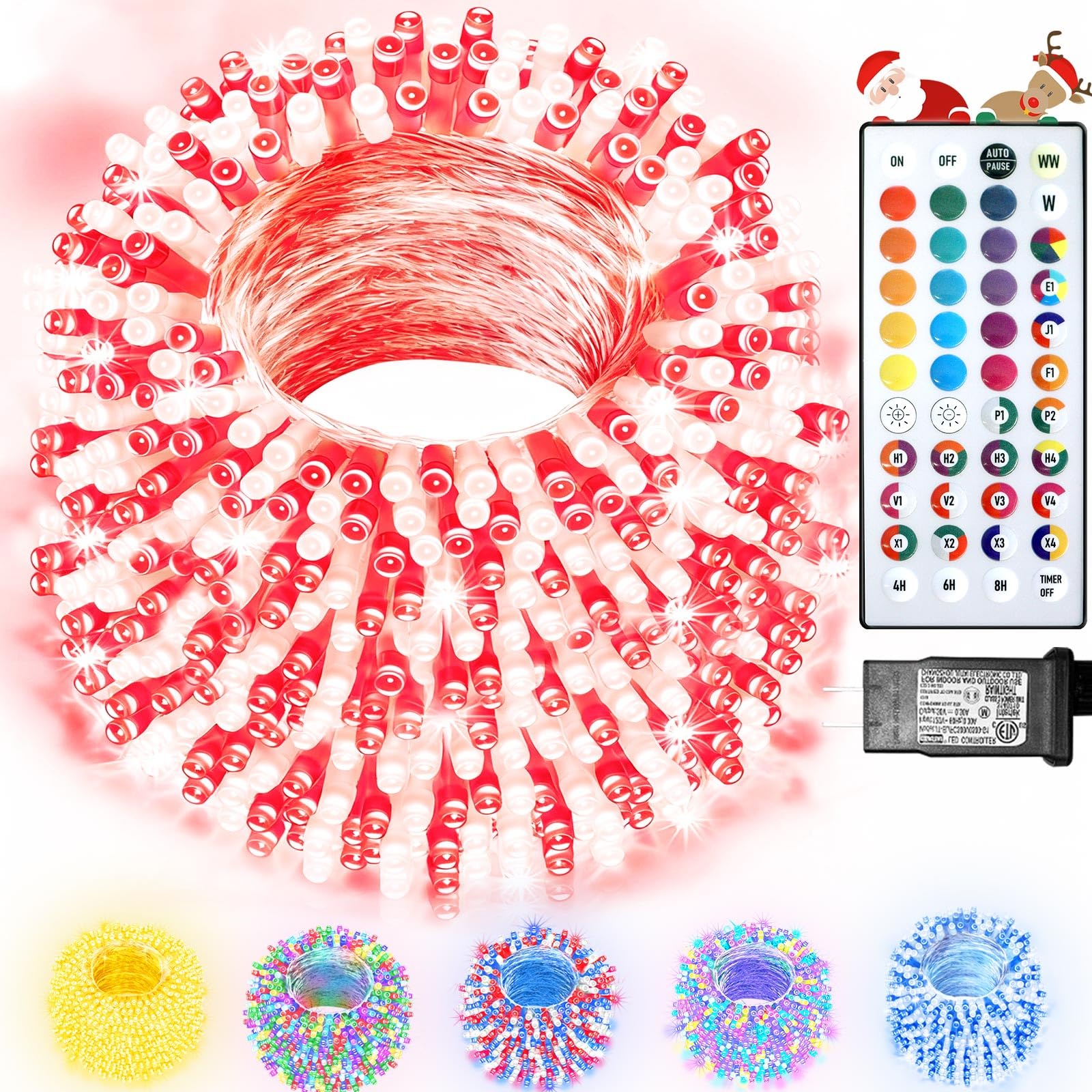 300 Led Color Changing Christmas Lights  35 Colors 98Ft String Lights Halloween Decorations  Waterproof Twinkle Fairy Light Clear Wire For Bedroom Indoor Outdoor Holiday Xmas Tree Wedding Party