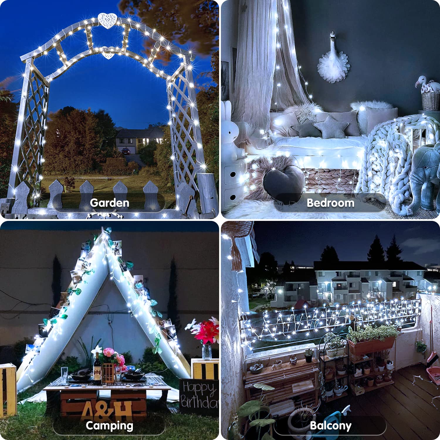 JMEXSUSS Christmas String Lights, 100 LED, 33ft, Battery Operated, 8 Modes, Waterproof, Cool White, Model b731a66a-f7cd-456f
