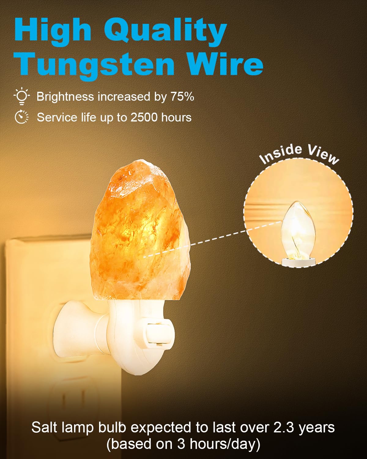 Ouukoo Himalayan Salt Lamp Bulbs - 120V 25W High Output Warm White Light 2700K For Himalayan Salt Lamps & Baskets, Scentsy Plug-