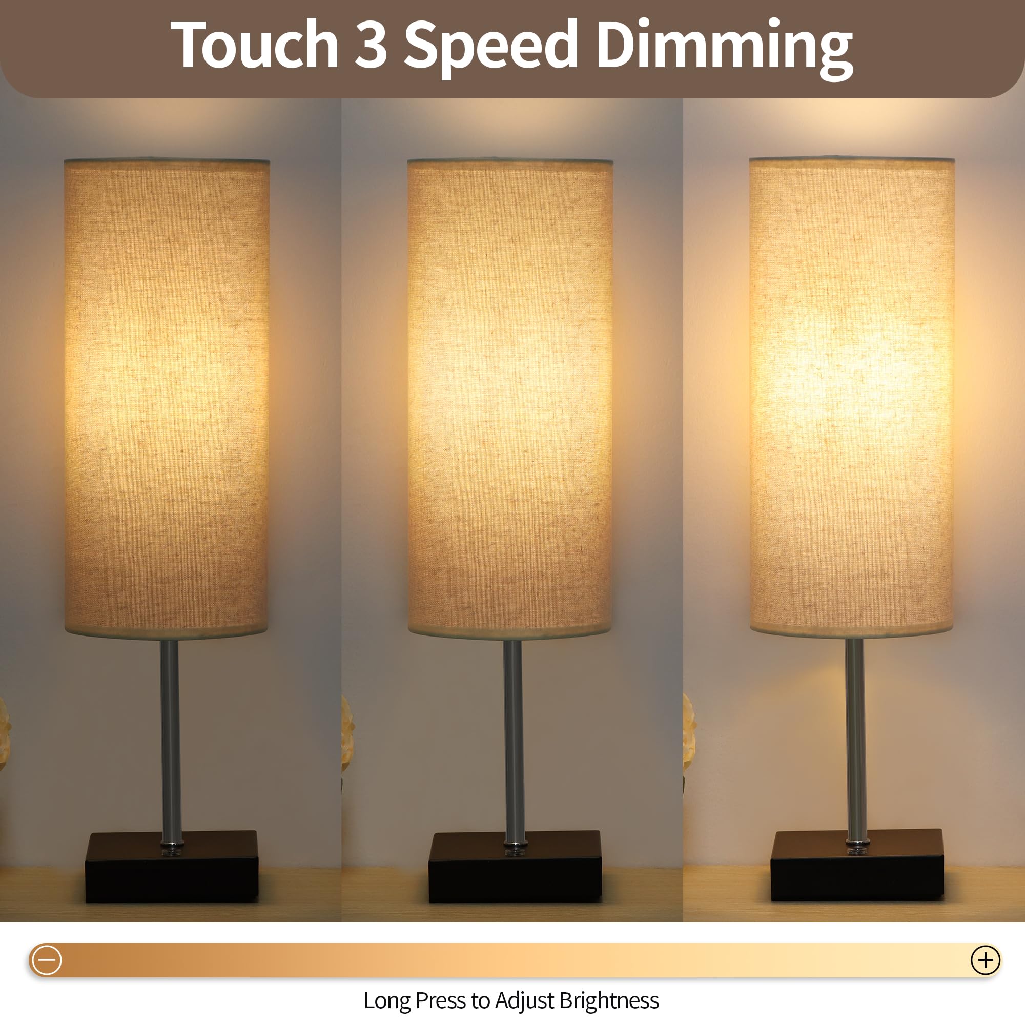 18Inch Cordless Table Lamp, Rechargeable Lamp Touch Control Dimmable, Battery Operated Small Bedside Table Lamps For Night Stand