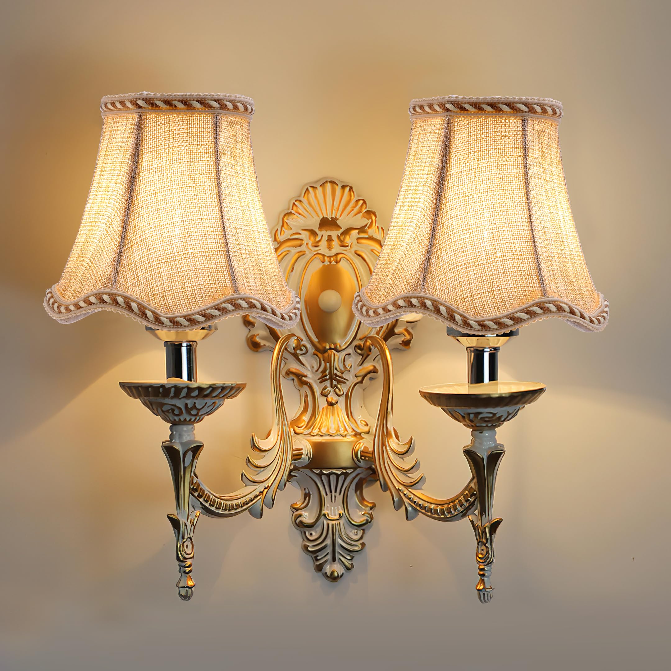 Fuloon Clip-On Bulb Shades, Modern European Style Mini Bell Shades, 3.1X4.7X5.5 In, 6 Pack(Sand Beige)