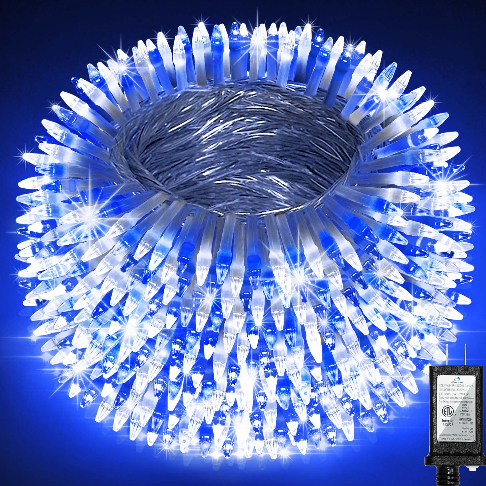 Quhuatu Led String Lights Christmas Decorations 8 Lightsing Modes Christmas Lights With Timer Functions For Tree Indoor Outdoor Decorr 1500 Led 492Ft Blue & White