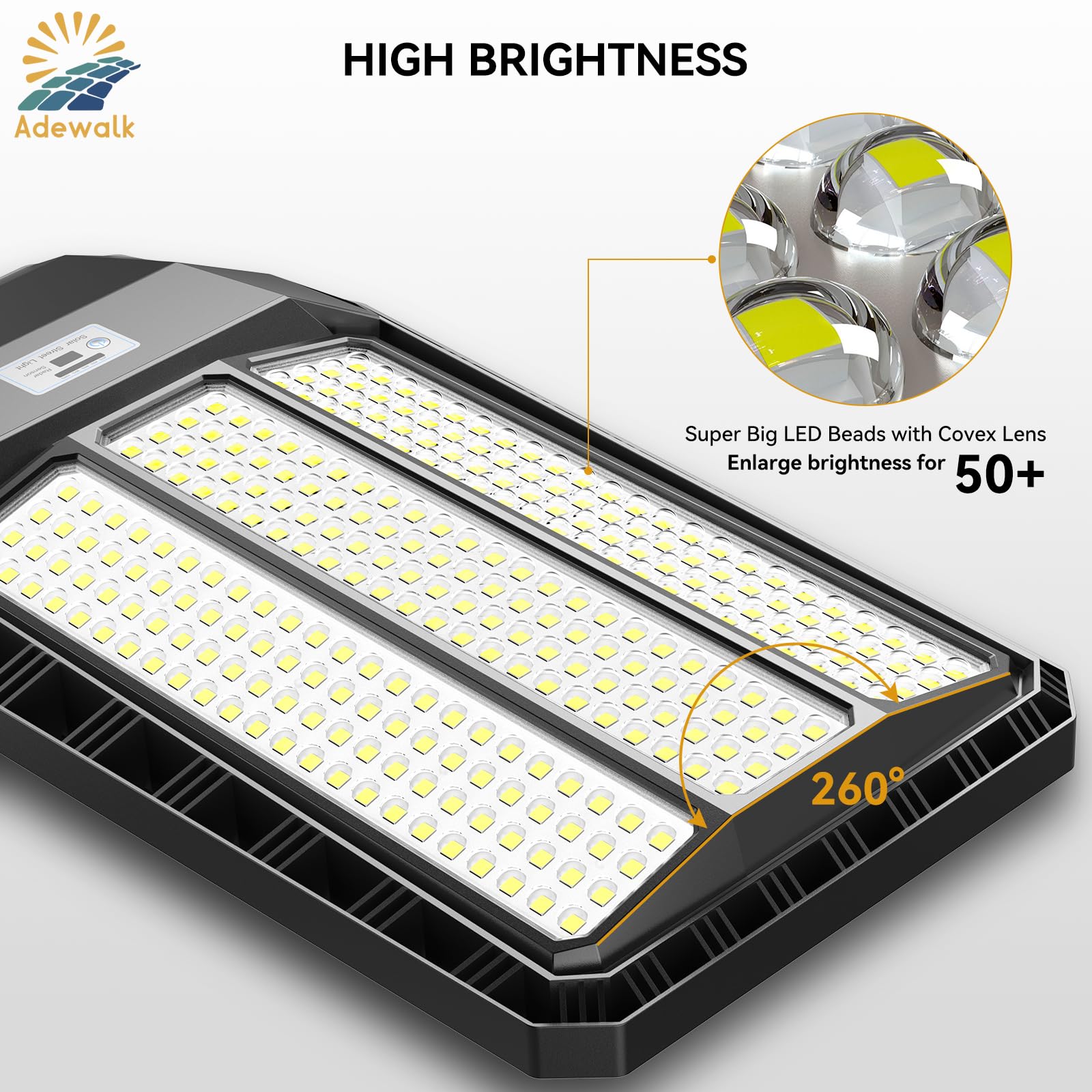Adewalk 6000W Solar Street Light, Commercial Grade Solar Street Lights Outdoor Dusk to Dawn, Solar Lights Outdoor with Motion Se
