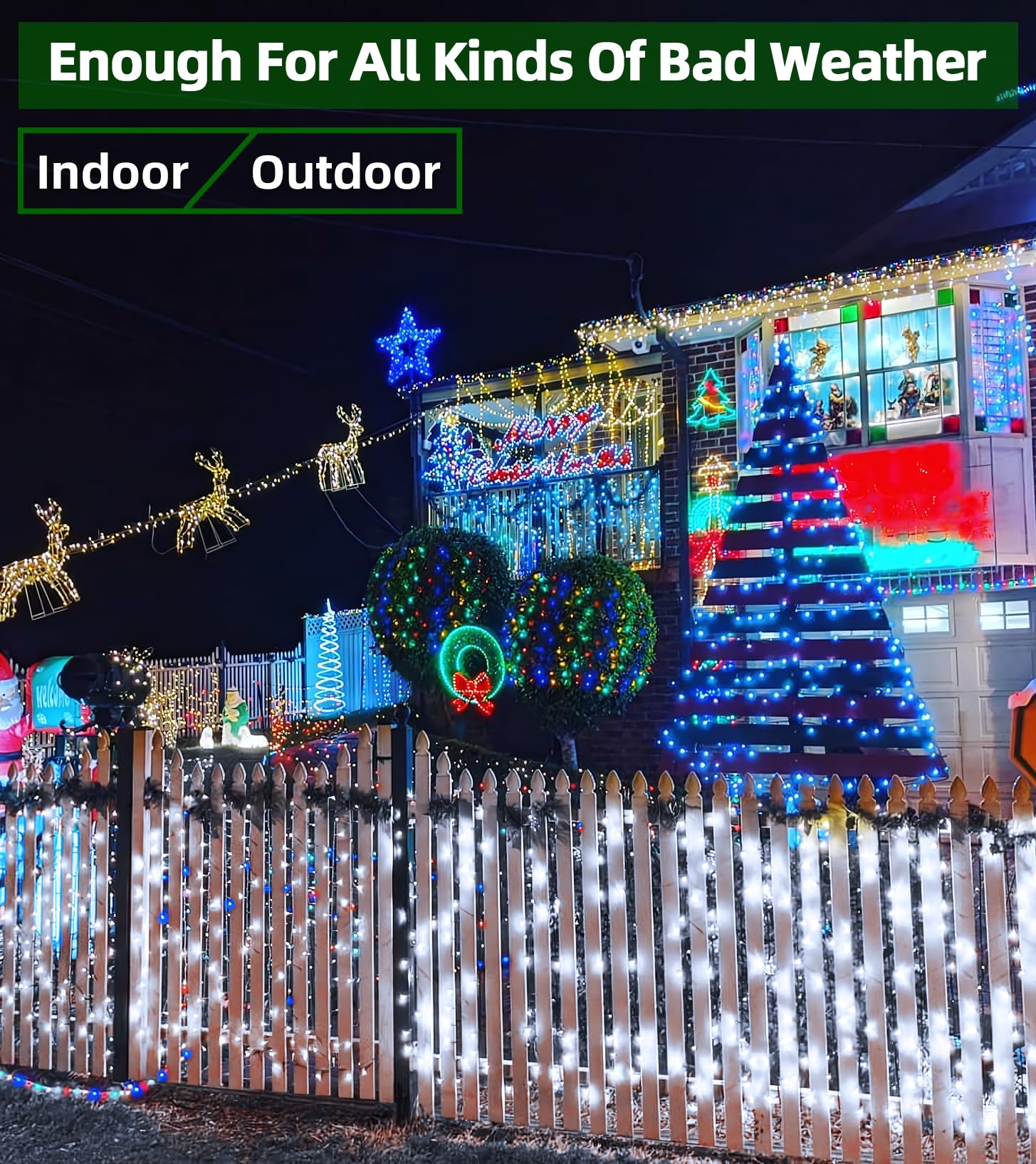 QUHUATU 1500 LED String Lights, 492FT, Green Wire, Timer Memory, Cool White for Indoor/Outdoor Christmas Decor