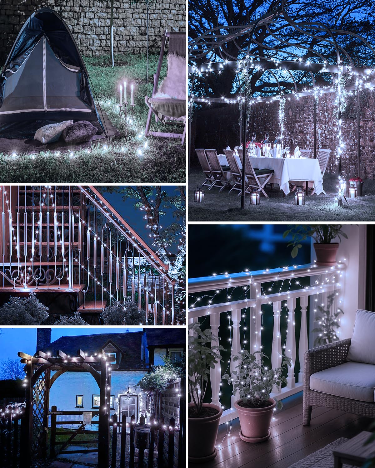 Bitjam 3 Pack Solar Fairy Lights For Outside Waterproof  49Ft/15M 150Led Solar String Light Outdoor 8 Modes Solar Twinkle Lights For Garden Yard Christmas Tree Wedding Party Decor  Cool White