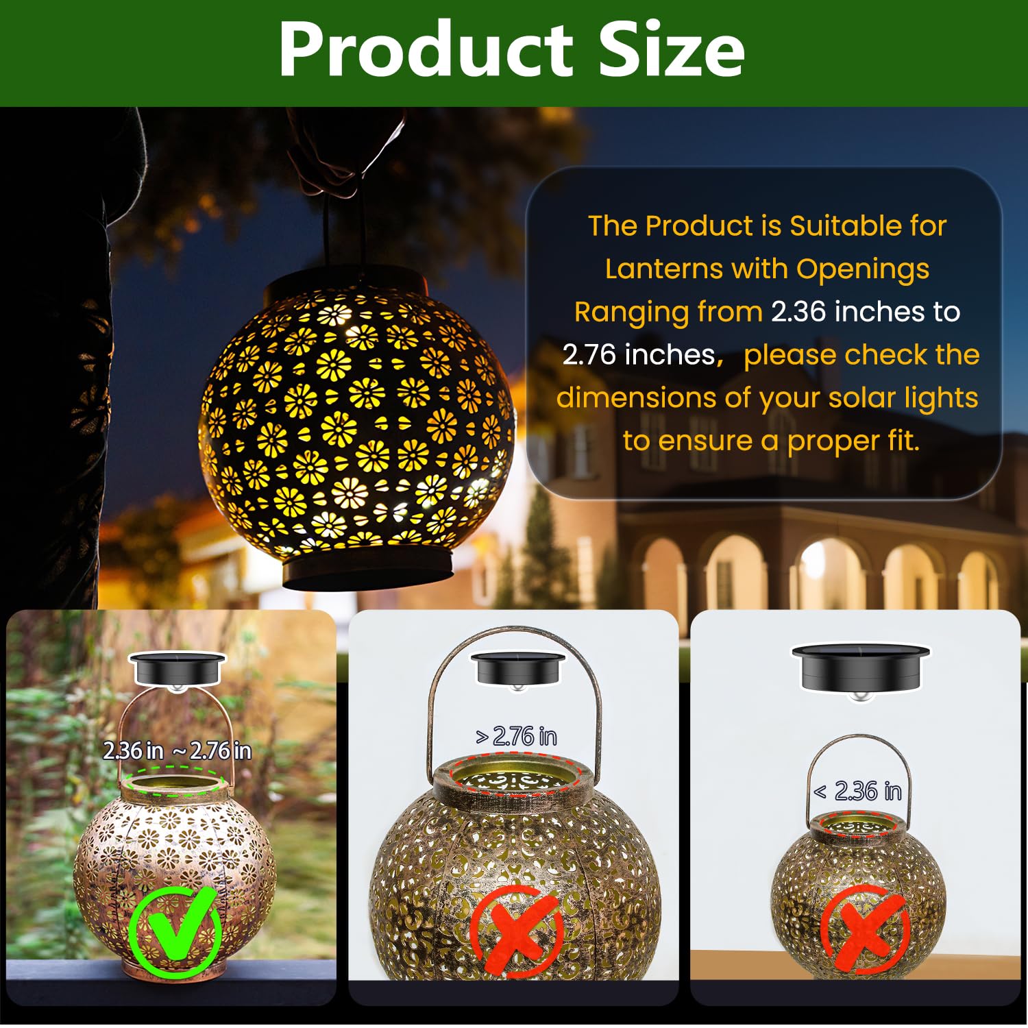 8 Pack Solar Light Replacement Tops(2.76 Inch Top, 2.36 Inch Bottom), Waterproof Replacement Solar Lantern Parts For Outdoor Han