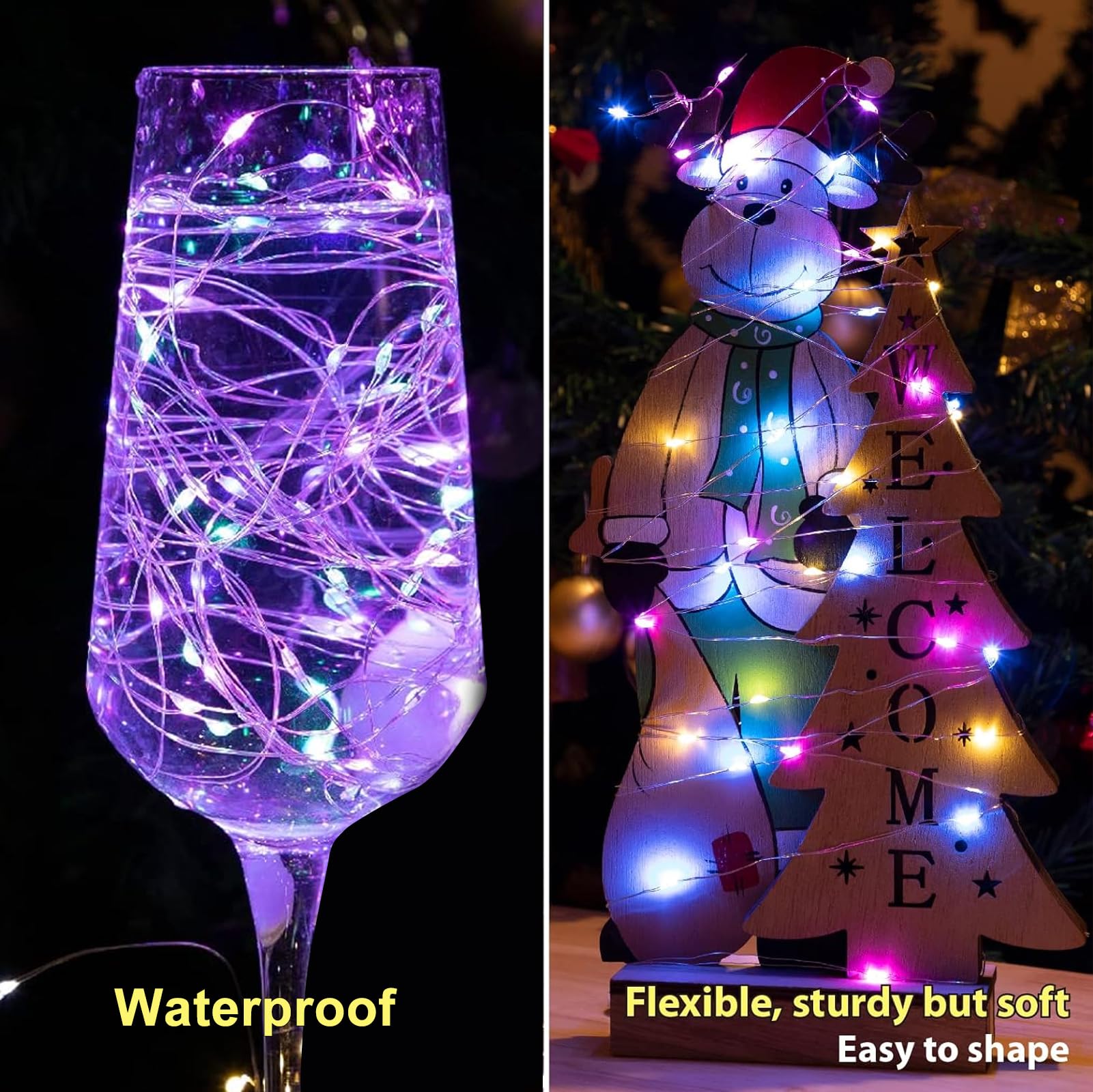 Hxweiye Fairy Lights, 7Ft 20Led Multicolor String Lights, Battery Operated, Waterproof, 6 Pack For Wedding & Party Décor