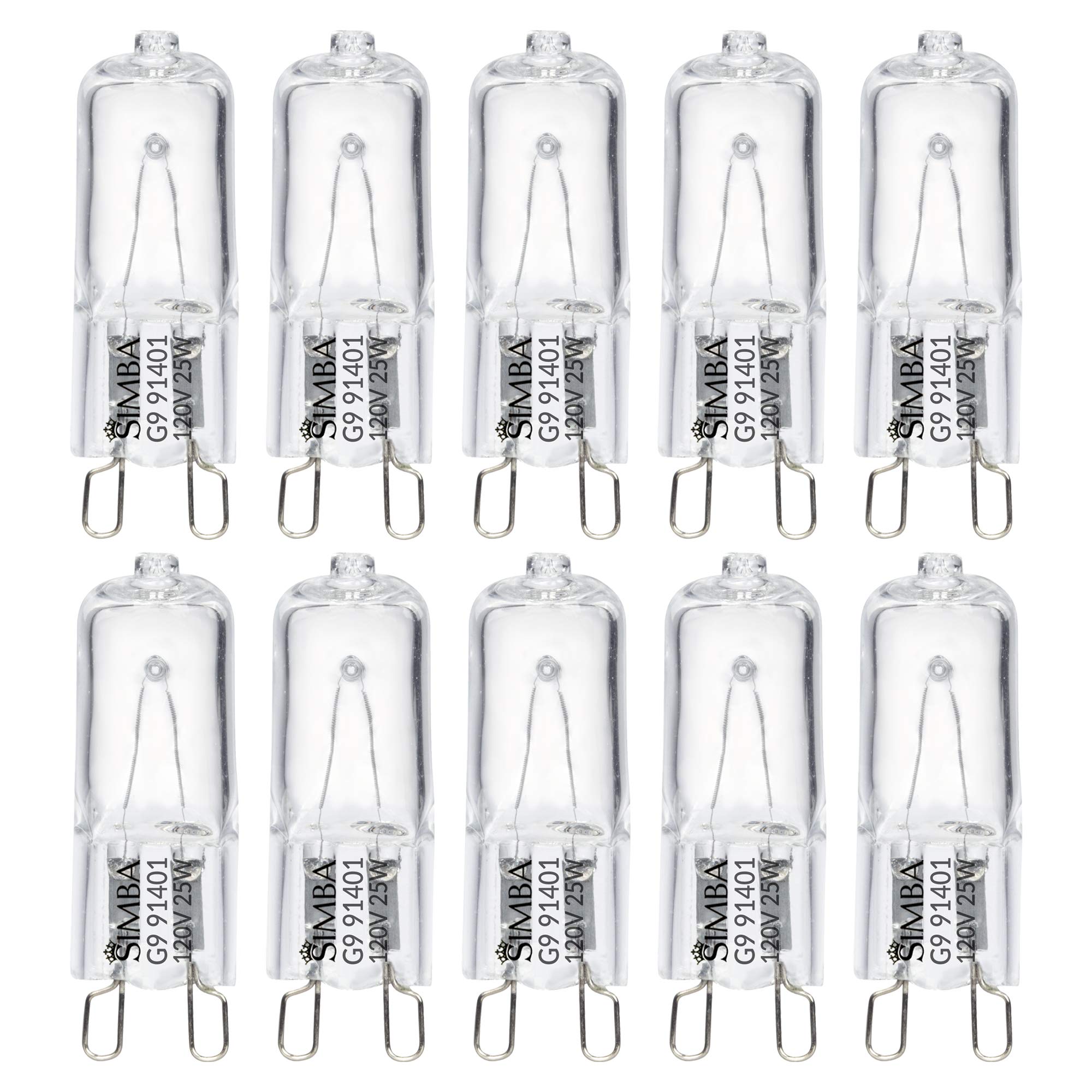 Simba Lighting Halogen Light Bulb G9 T4 25W Jcd Bi-Pin (10 Pack) For Chandeliers, Pendants, Cabinet Lights, Landscape Lights, De