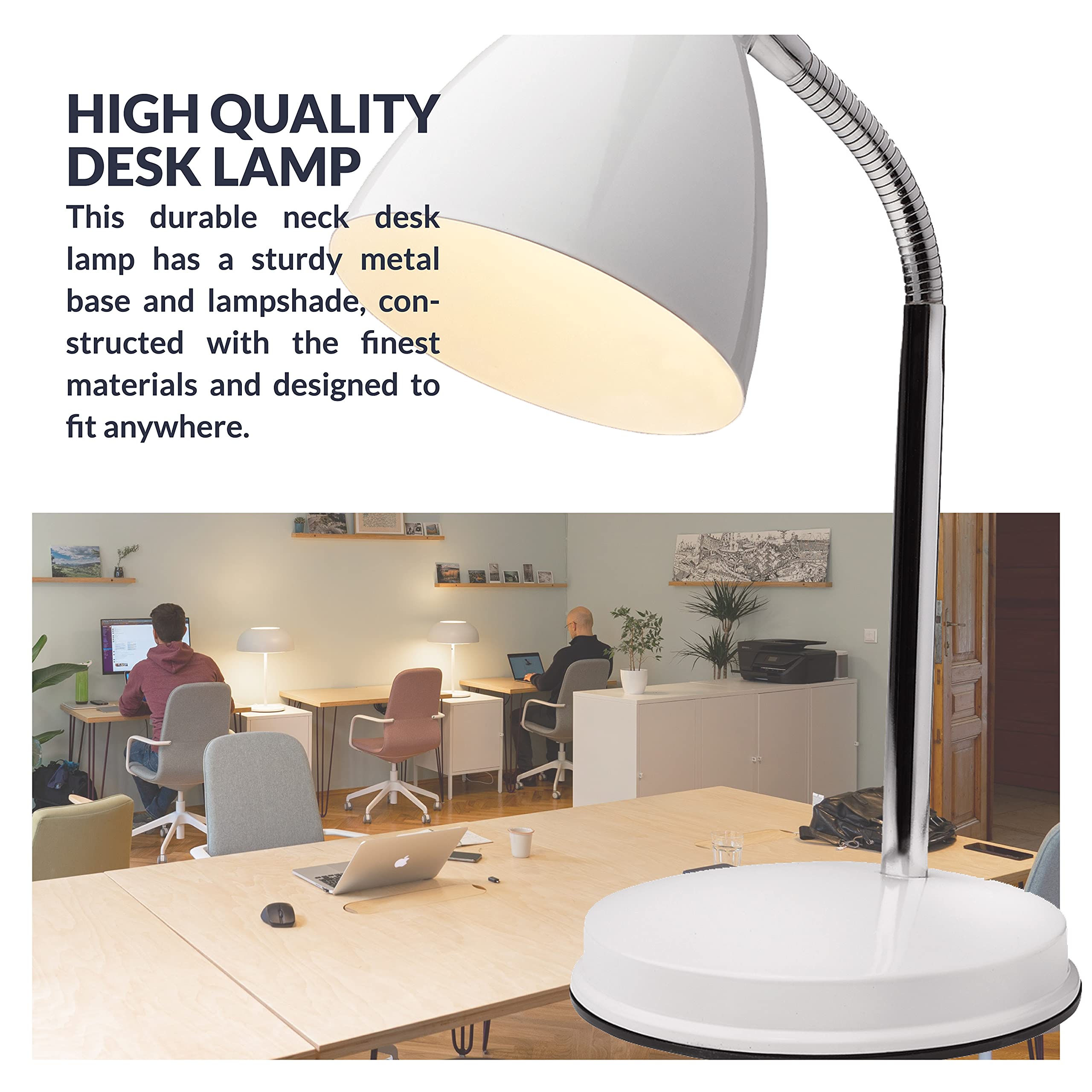 Newhouse Lighting Flexible Led Goose Neck Desk Lamp With Free 6-Watt Bulb - White Metal