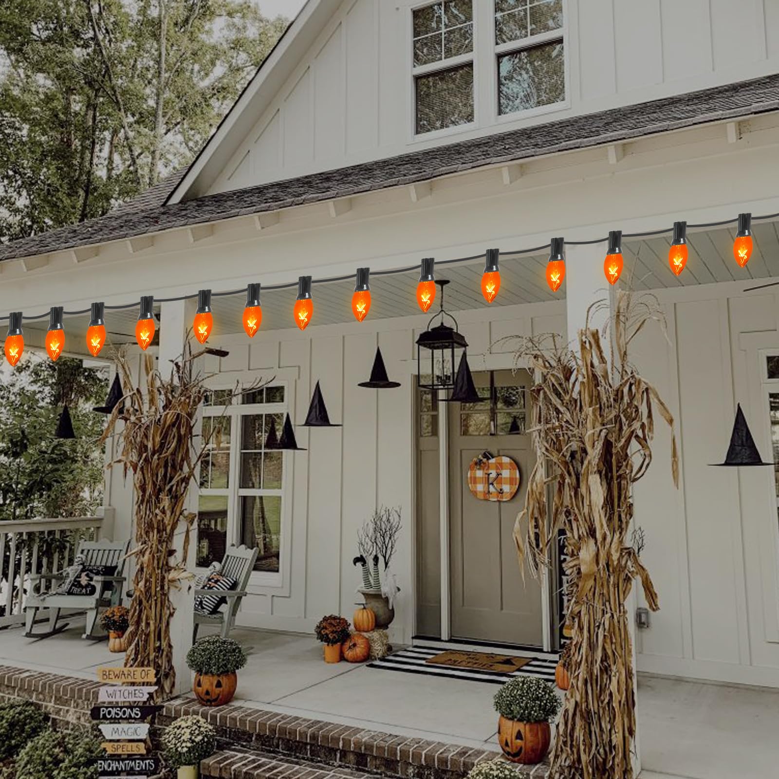 Cbebew C7 Clear Orange Christmas Light Bulbs, 25 Pack, 5W Incandescent, E12 Base