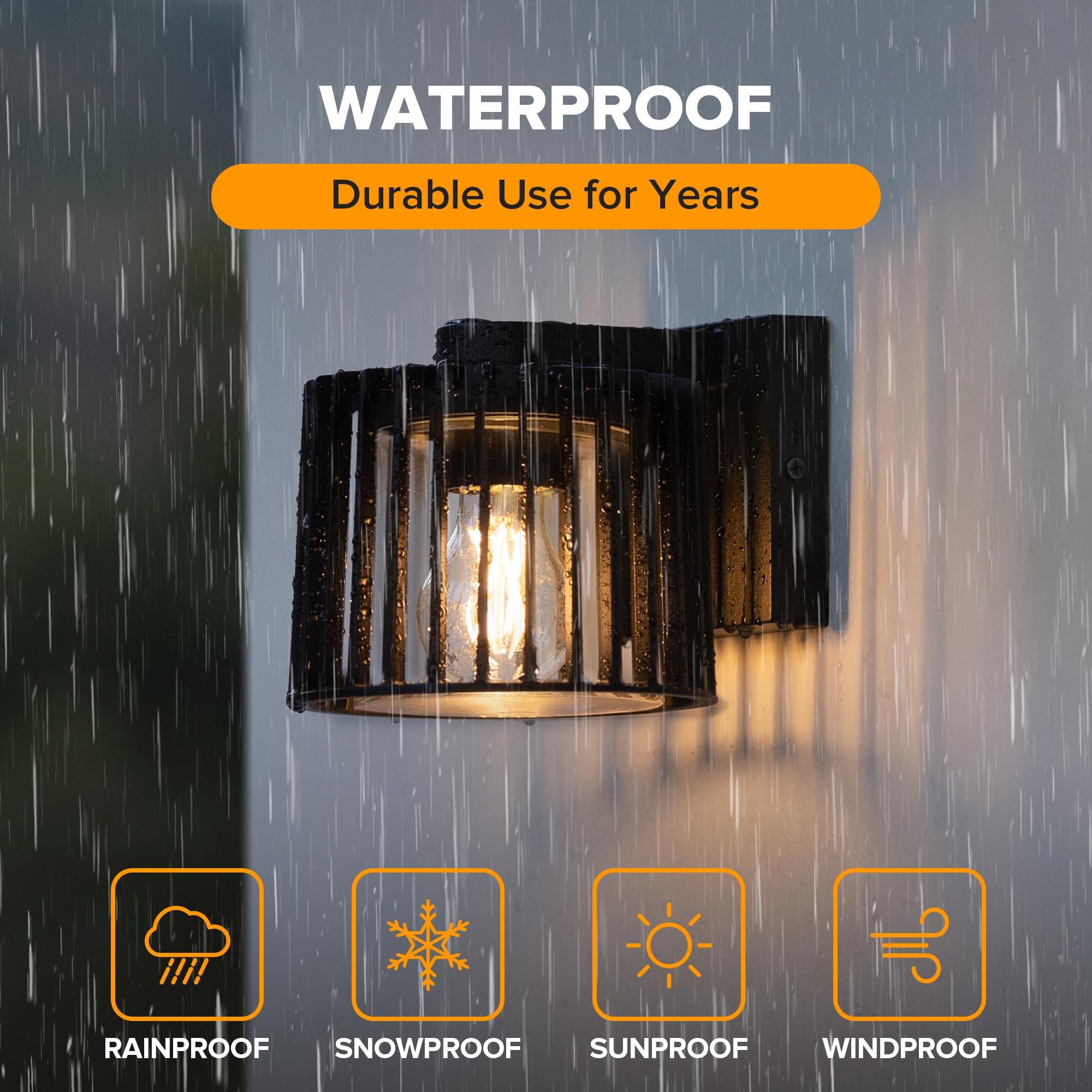 LUTEC Outdoor Wall Lantern, Exterior Waterproof Wall Sconce Light Fixtures, Aluminum Black Front Door Porch Lights Wall Mount Li