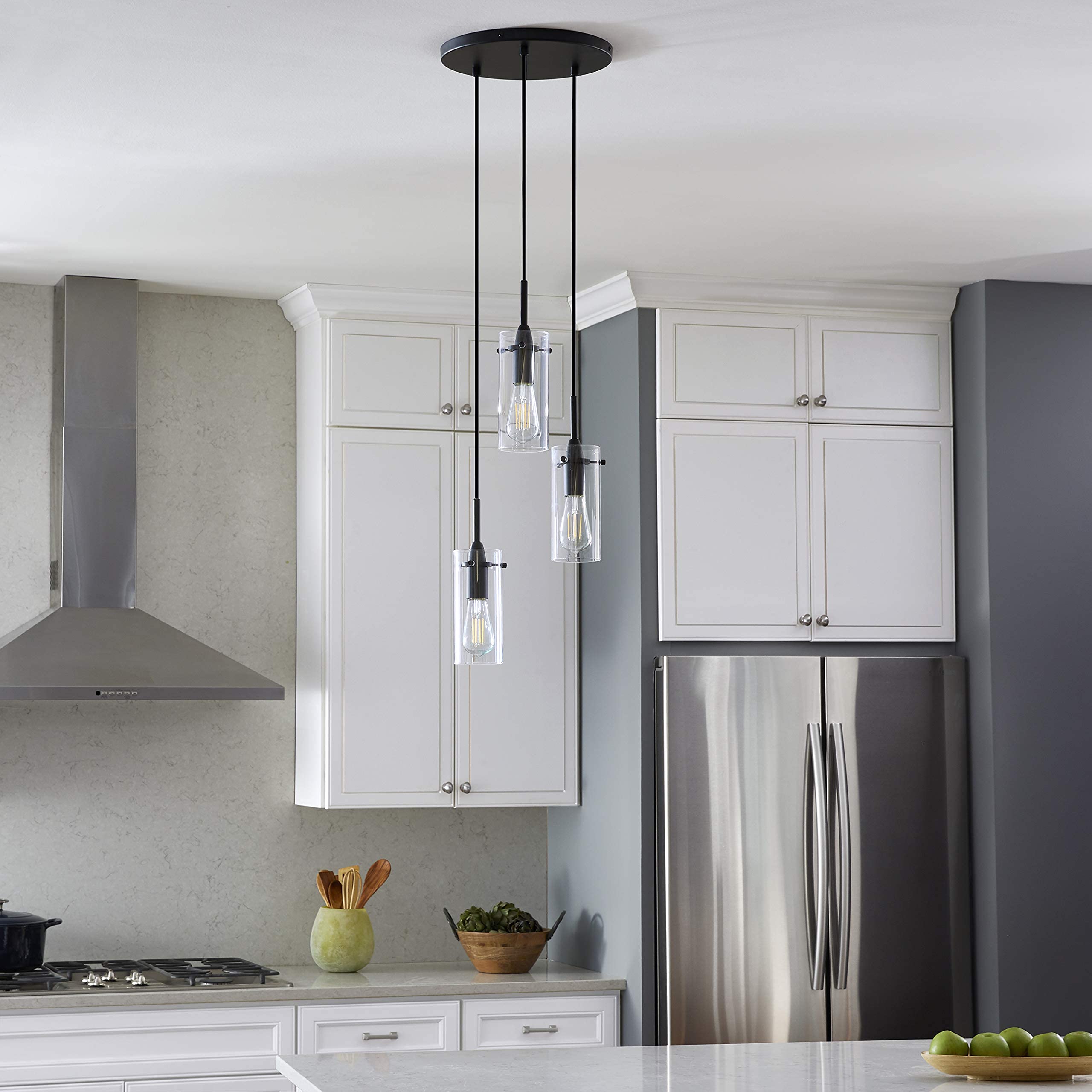 Linea di Liara 3-Light Cluster Pendant Light - Modern Black Metal Chandelier for Stairwell and Foyer - Model LL-C43-5BLK