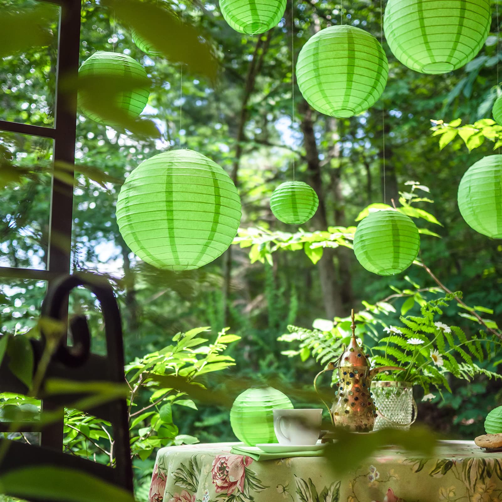 Avoseta Green Paper Lanterns - 25 Piece Set for Parties, Weddings, and Events - B09WM3HFS8