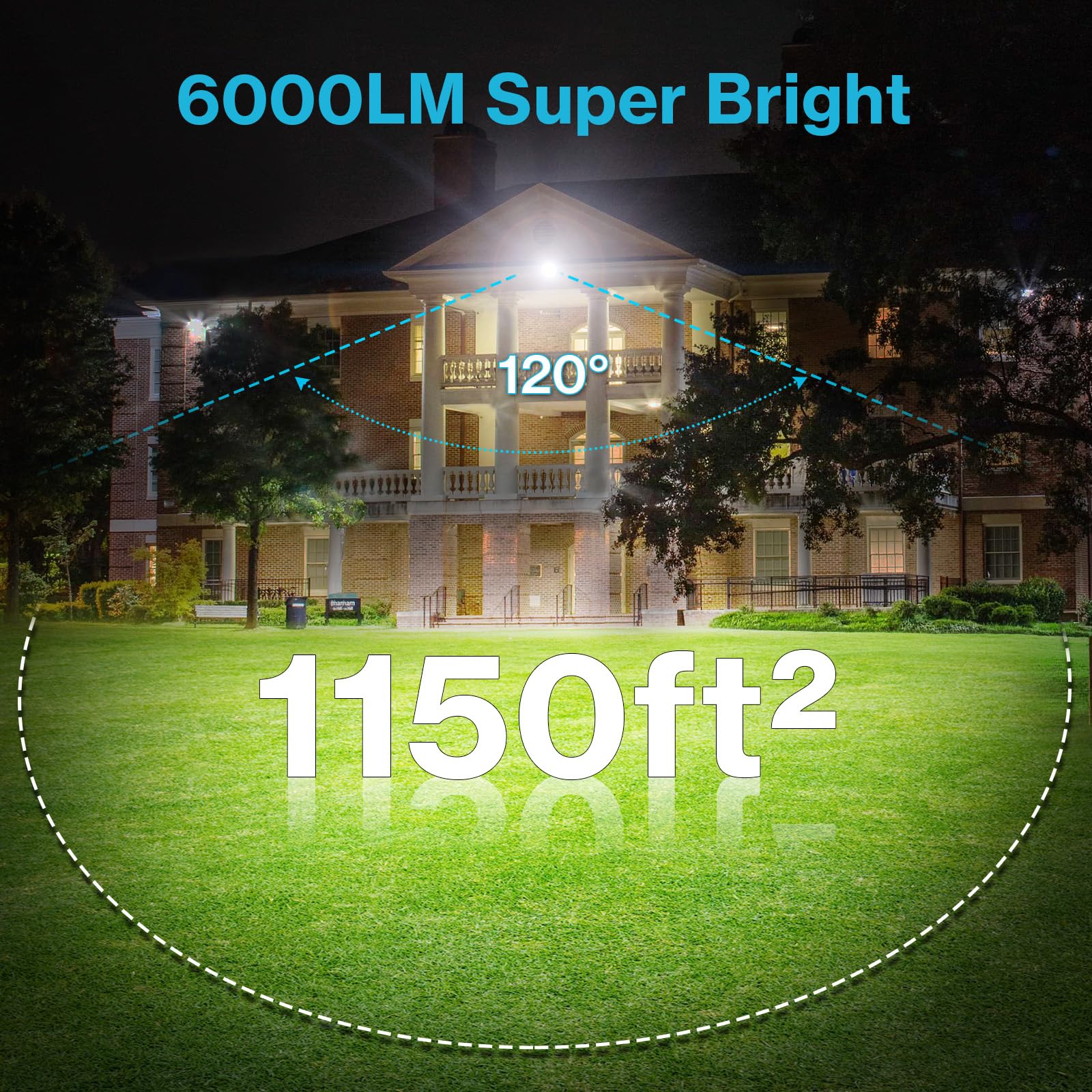 Olafus 60W LED Flood Light - 6000LM Super Bright, IP66 Waterproof, Black, Model LAA50G, Outdoor Work Lights for Yard and Garden