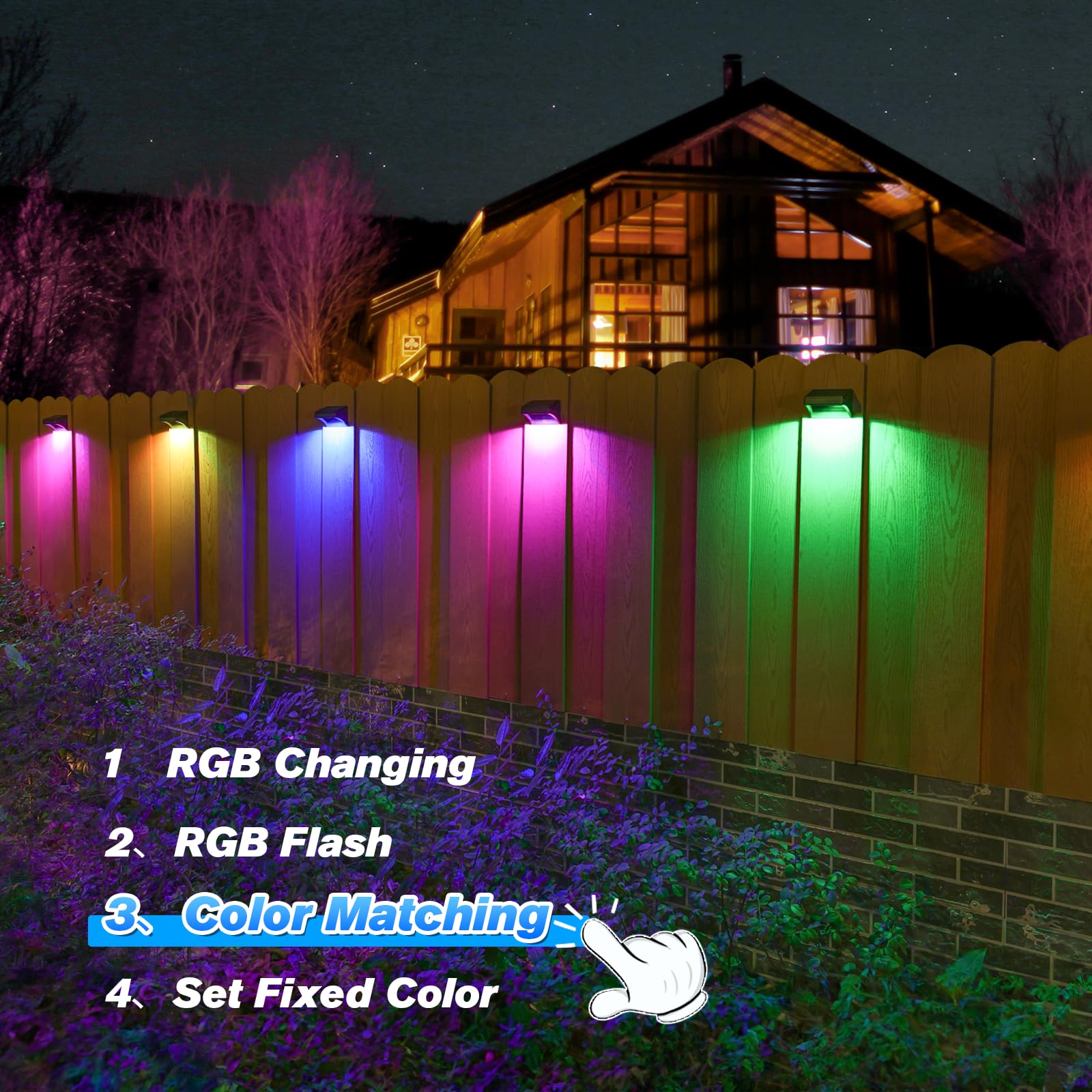 Aulanto Solar Fence Lights 12 Pack - IP67 Waterproof, Warm White & RGB, Durable ABS Material for Outdoor Use
