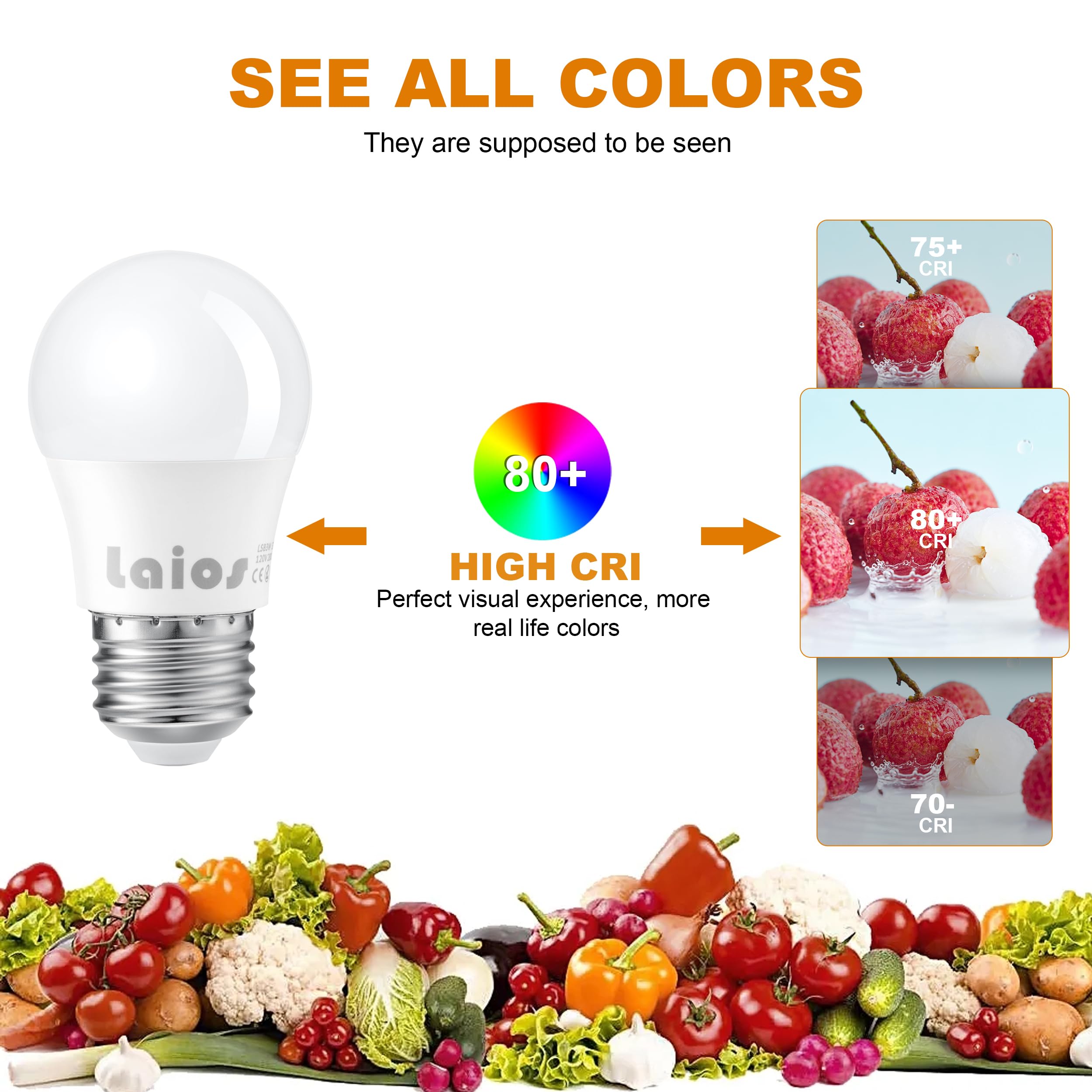Laios E26 Led Light Bulb A15 Shape, 3W Replace 30W, 300Lm, Daylight 5000K, 120V Medium Screw Light Bulb, Pack Of 6, Non Dimmable