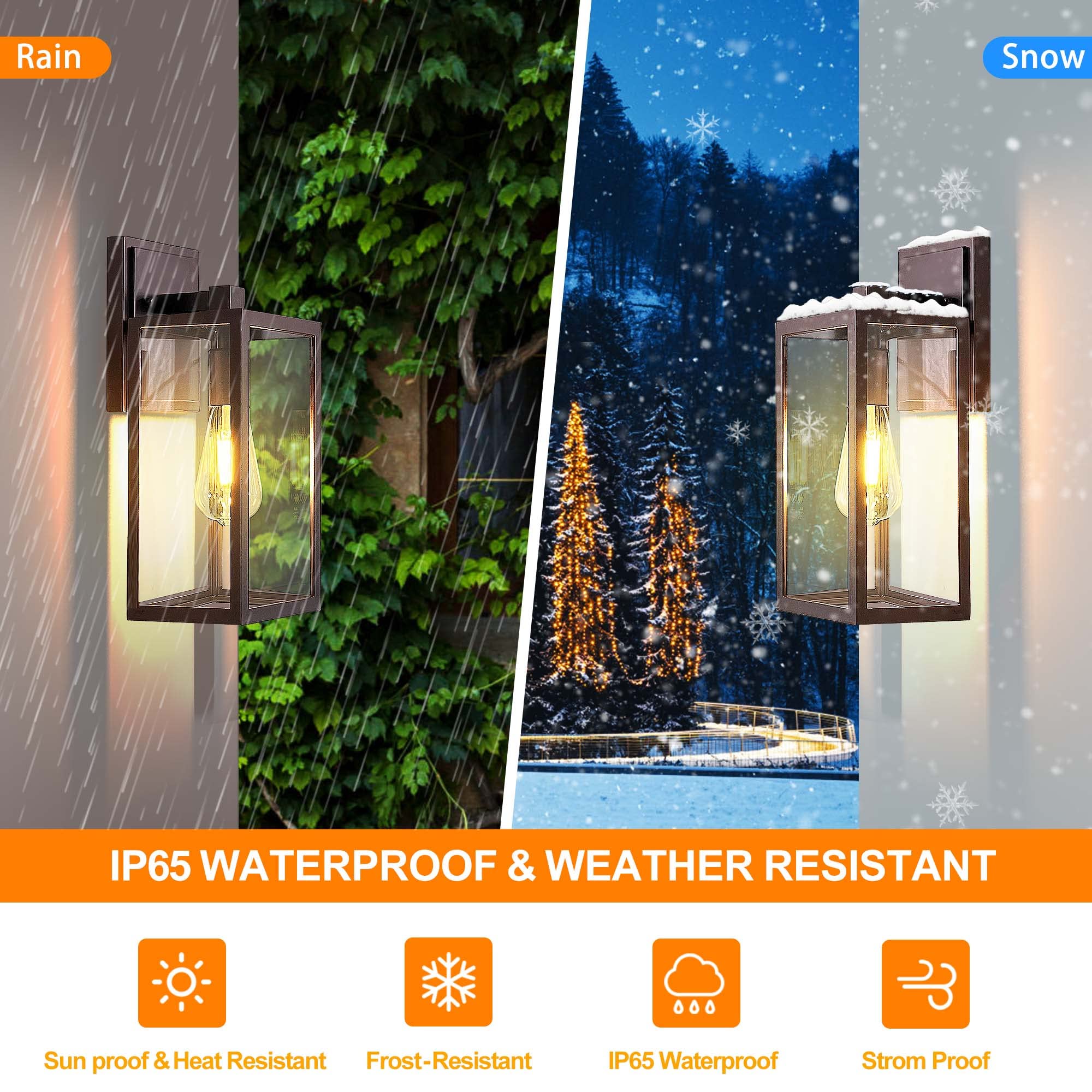Partphoner Waterproof Porch Light Fixtures, 2 Pack Oil Rubbed Bronze Aluminum Wall Sconce, Model Str-Wl-0001